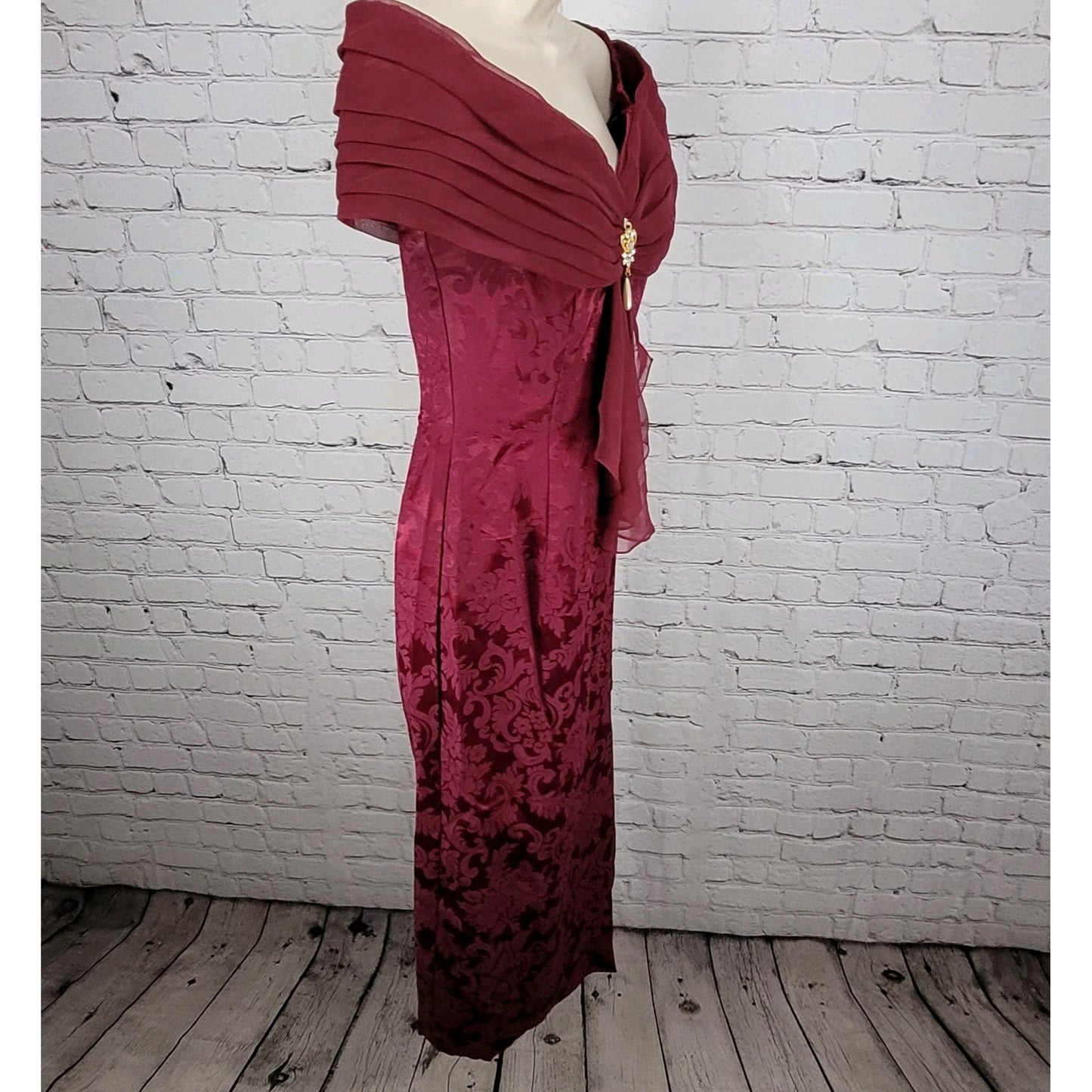 VTG Jessica McClintock Bridal Purple Floral Off Shoulder Bridesmaids Dress USA 8