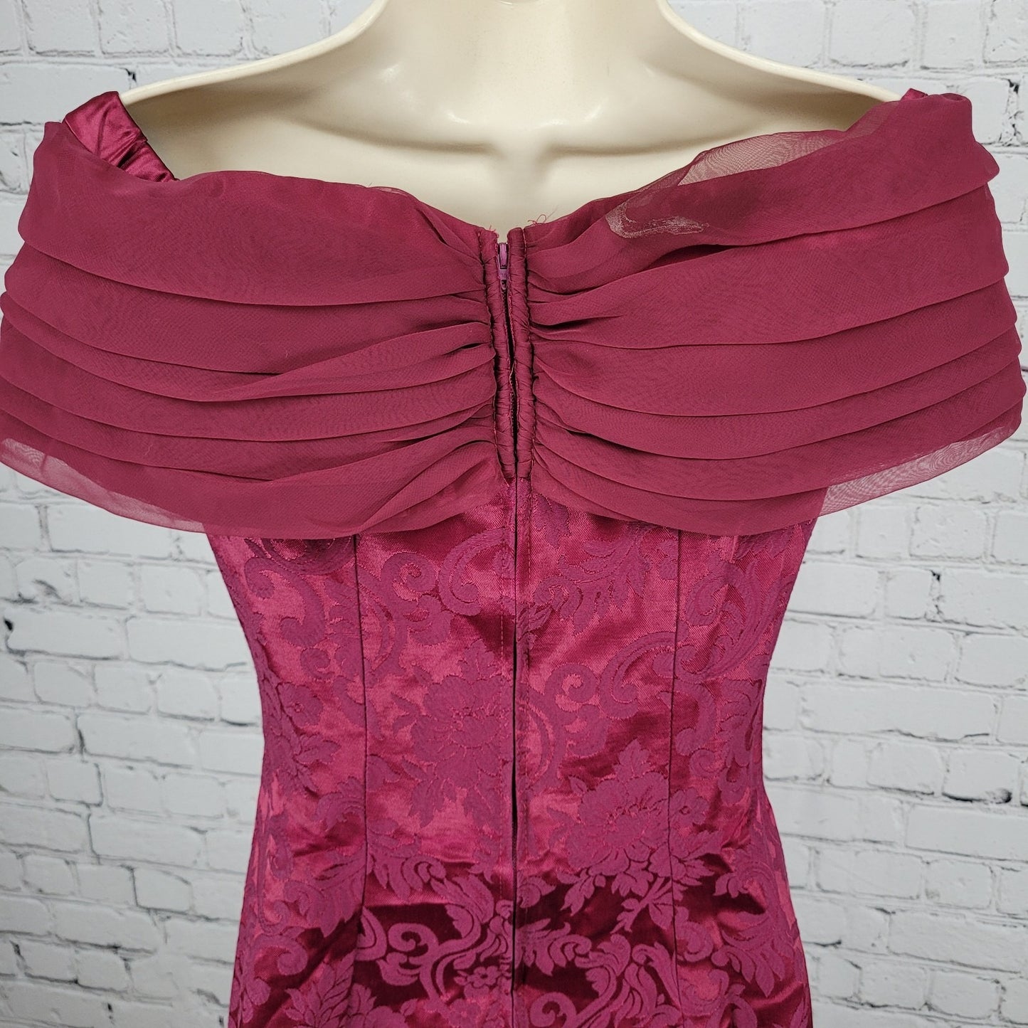 VTG Jessica McClintock Bridal Purple Floral Off Shoulder Bridesmaids Dress USA 8