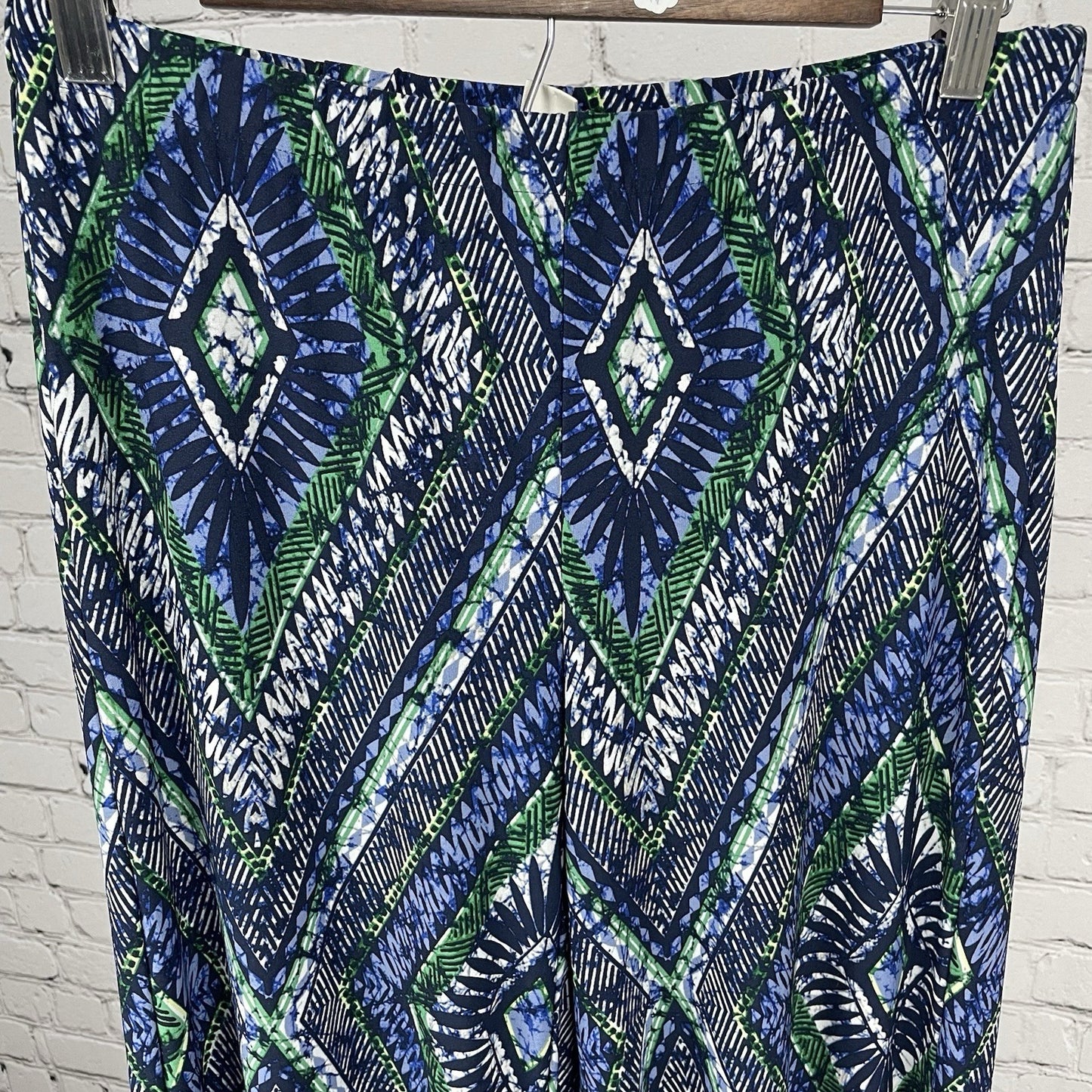 Chico’s Blue & Green Printed Elastic Waist Palazzo Pants Size 0 US 4 (28x29)