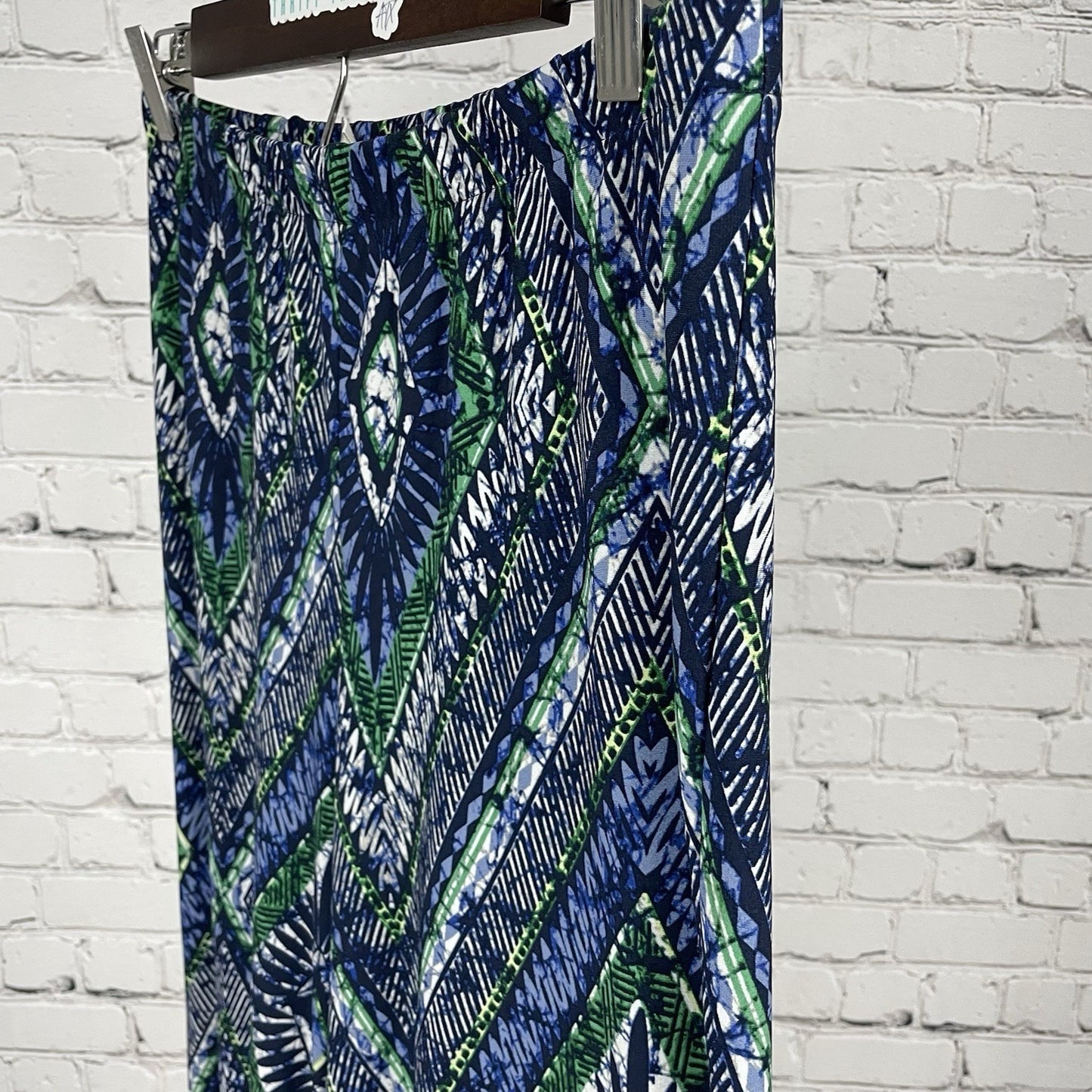 Chico’s Blue & Green Printed Elastic Waist Palazzo Pants Size 0 US 4 (28x29)