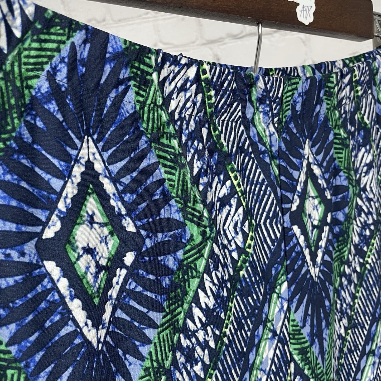 Chico’s Blue & Green Printed Elastic Waist Palazzo Pants Size 0 US 4 (28x29)