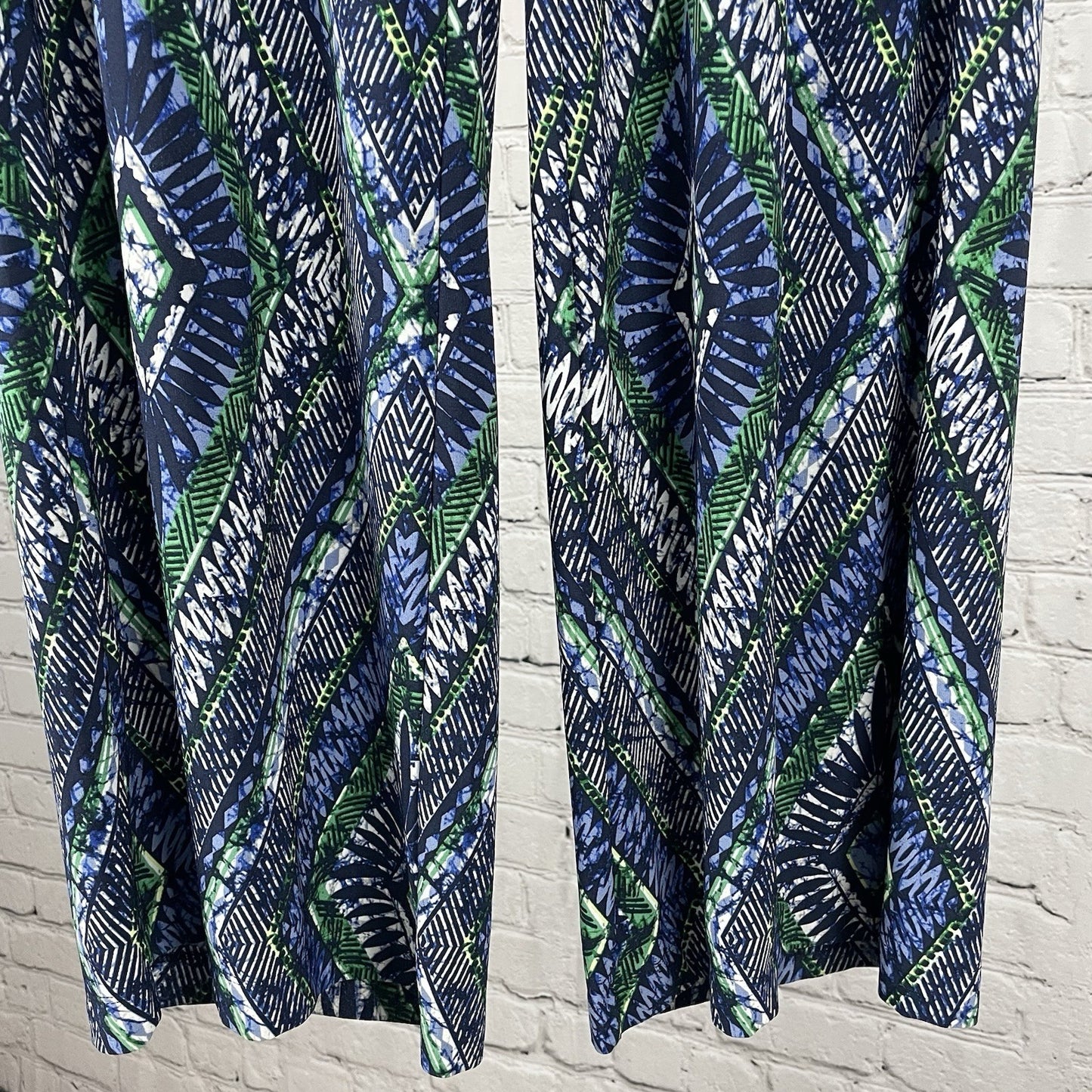 Chico’s Blue & Green Printed Elastic Waist Palazzo Pants Size 0 US 4 (28x29)