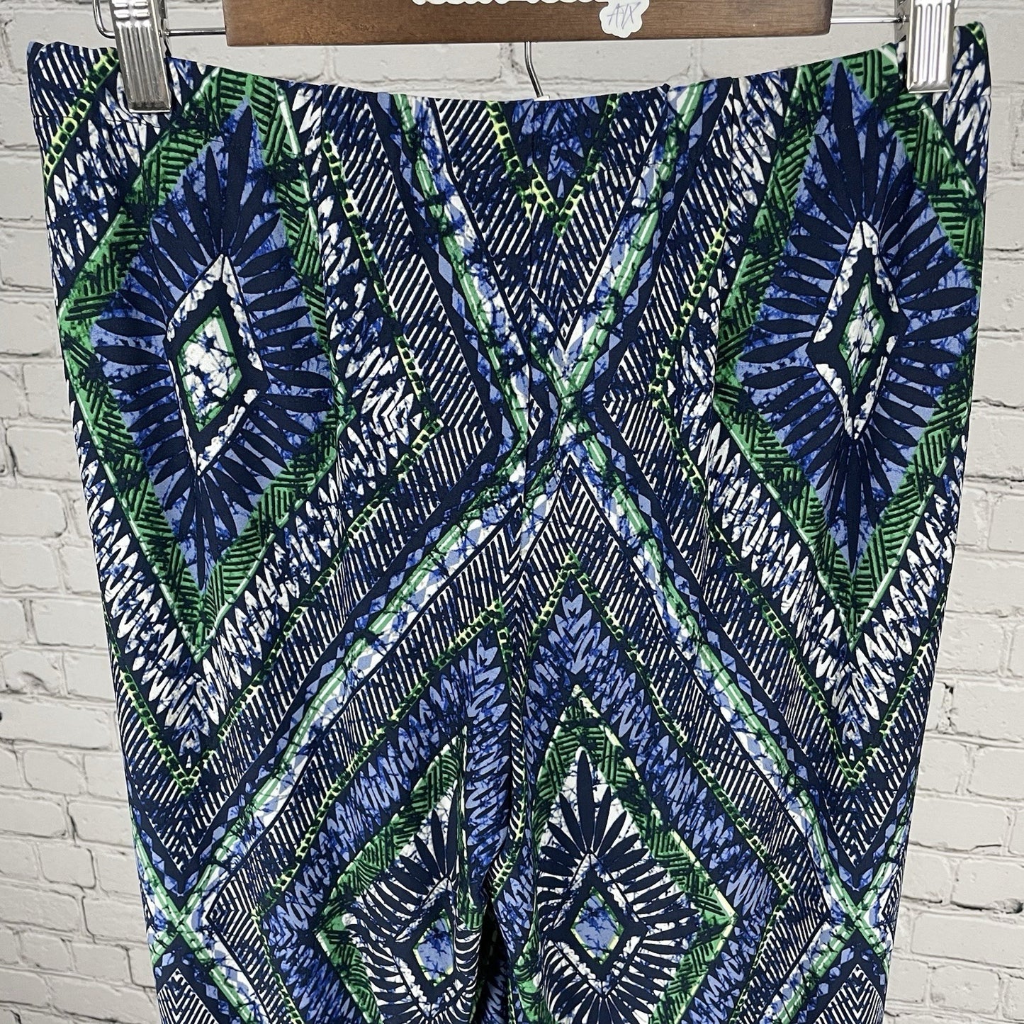 Chico’s Blue & Green Printed Elastic Waist Palazzo Pants Size 0 US 4 (28x29)