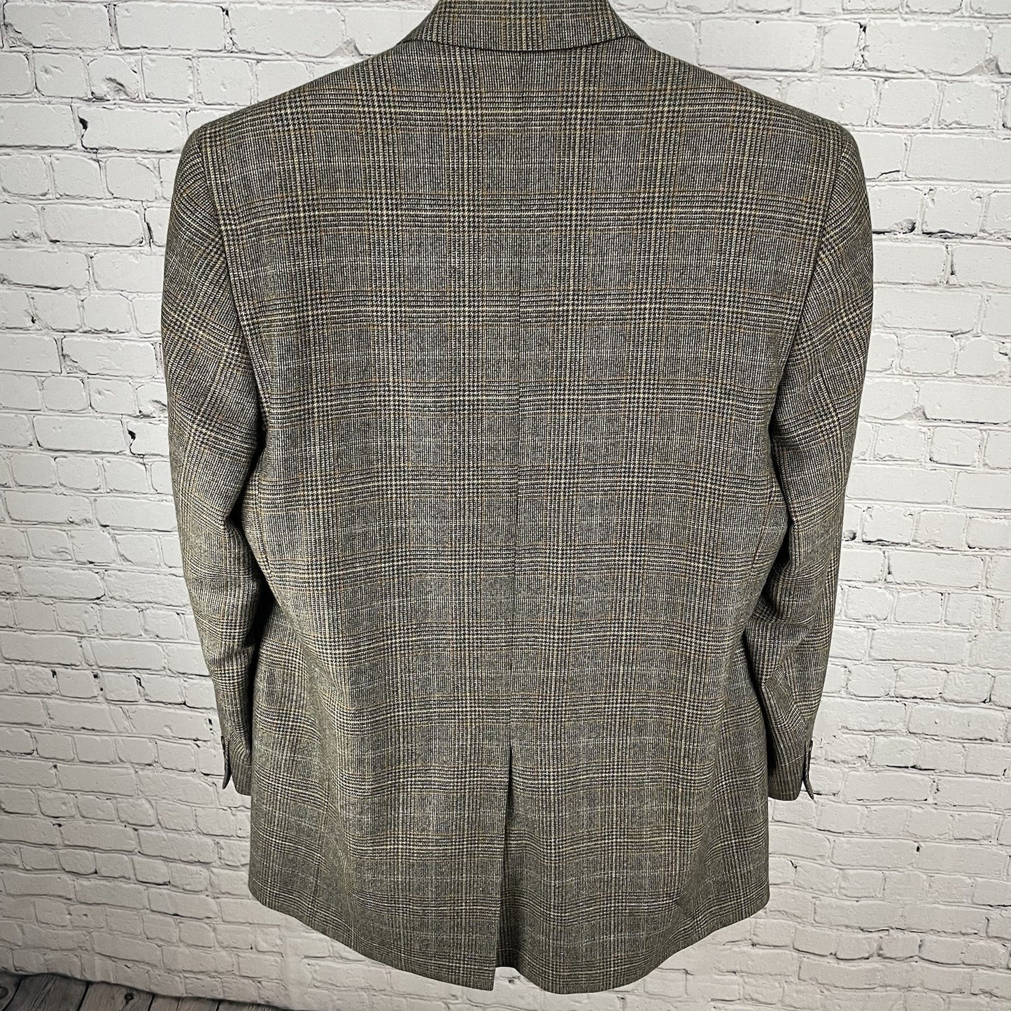 Jack Victor Brown Wool Cashmere Houndstooth 2 Button Blazer Sport Coat Size 46L