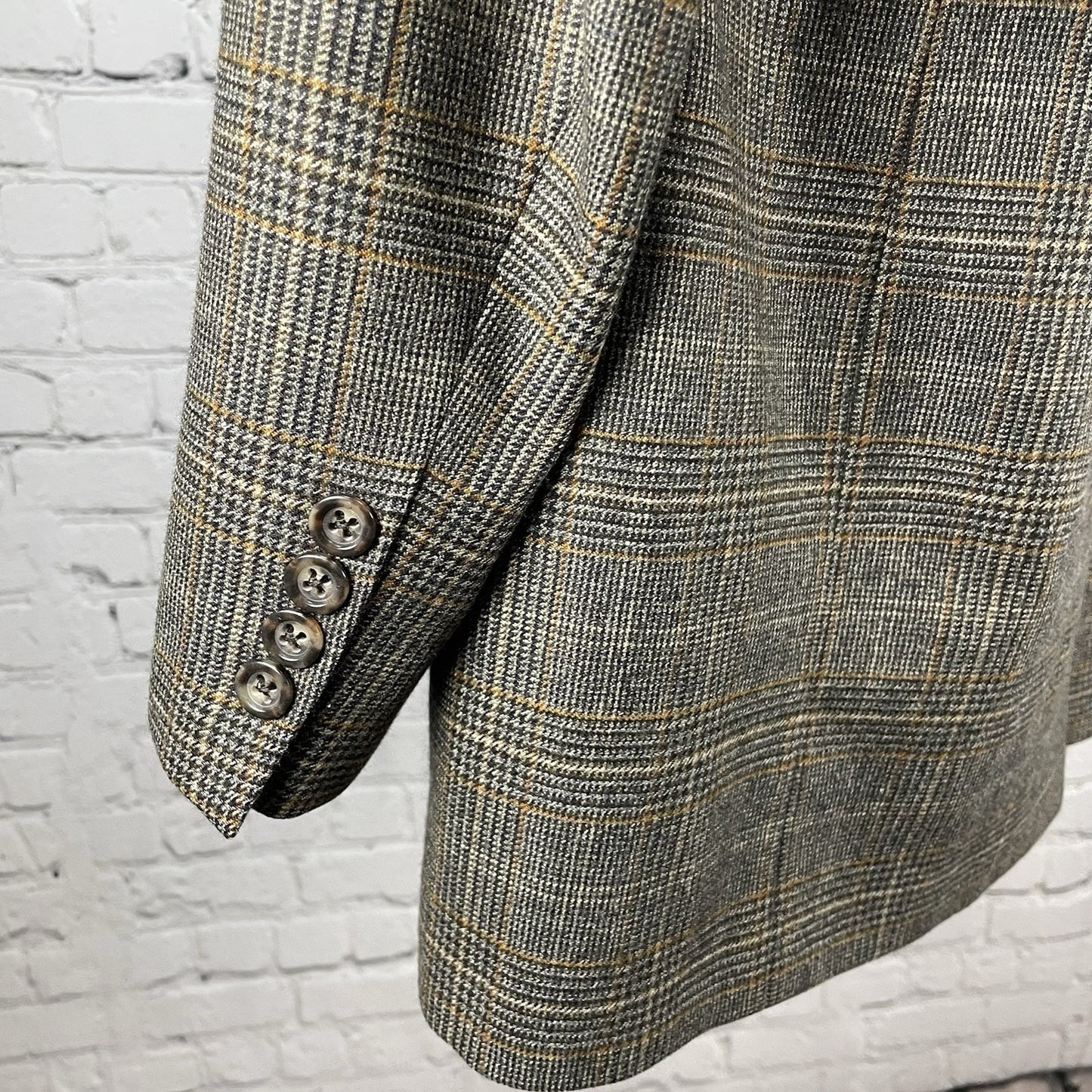 Jack Victor Brown Wool Cashmere Houndstooth 2 Button Blazer Sport Coat Size 46L