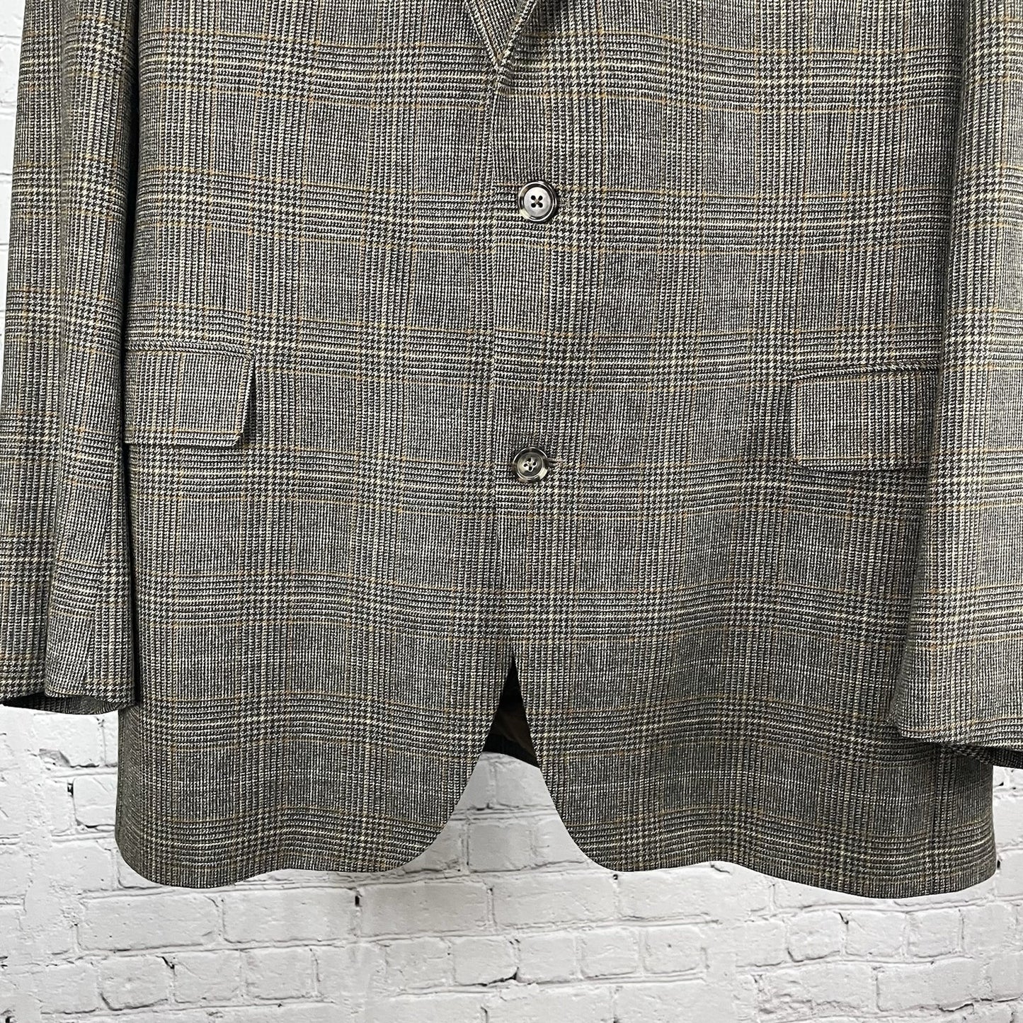 Jack Victor Brown Wool Cashmere Houndstooth 2 Button Blazer Sport Coat Size 46L