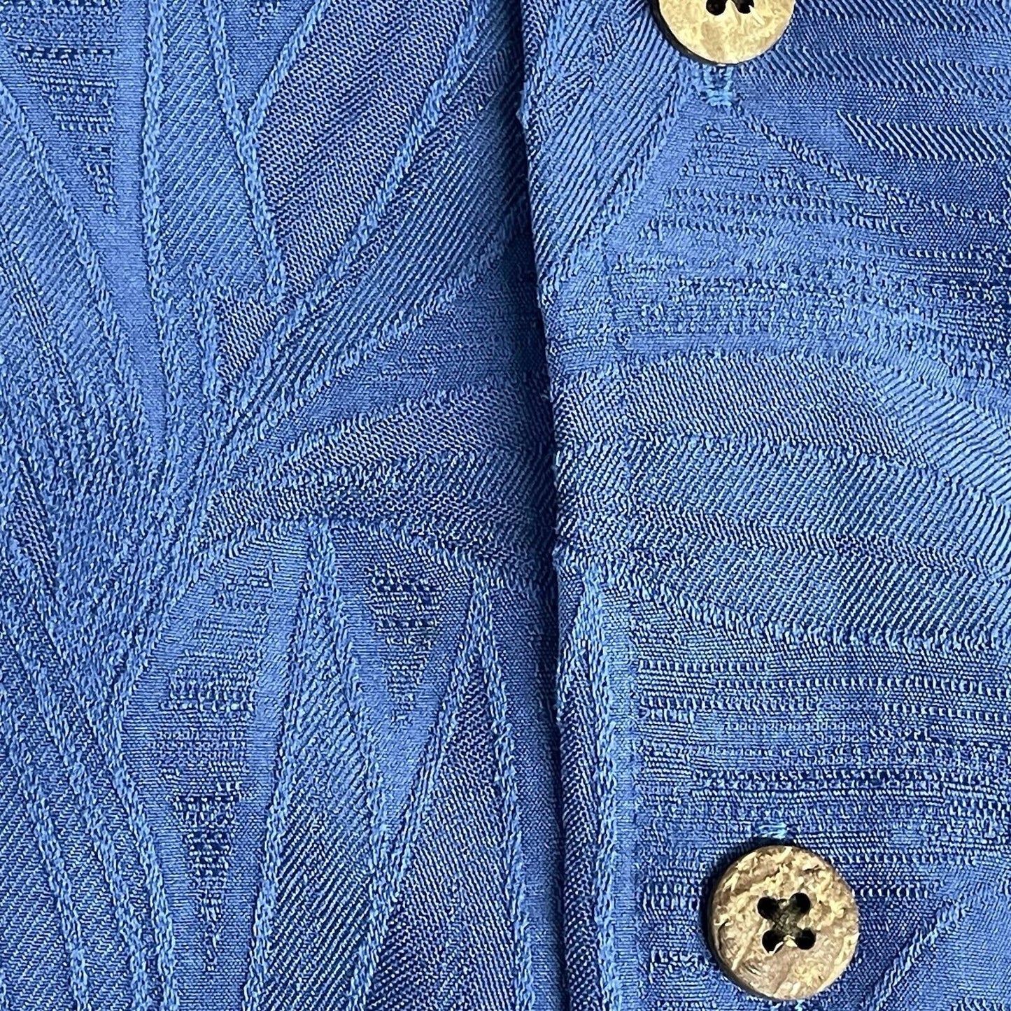 Caribbean Blue Leaf Tropical Button Up Short Sleeve Shirt Big & Tall Size 2XT