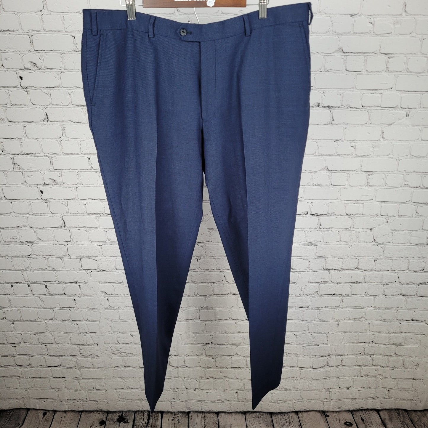 Charles Tyrwhitt Blue 100% Wool Flat Front Straight Dress Pants Size 42R (42x32)