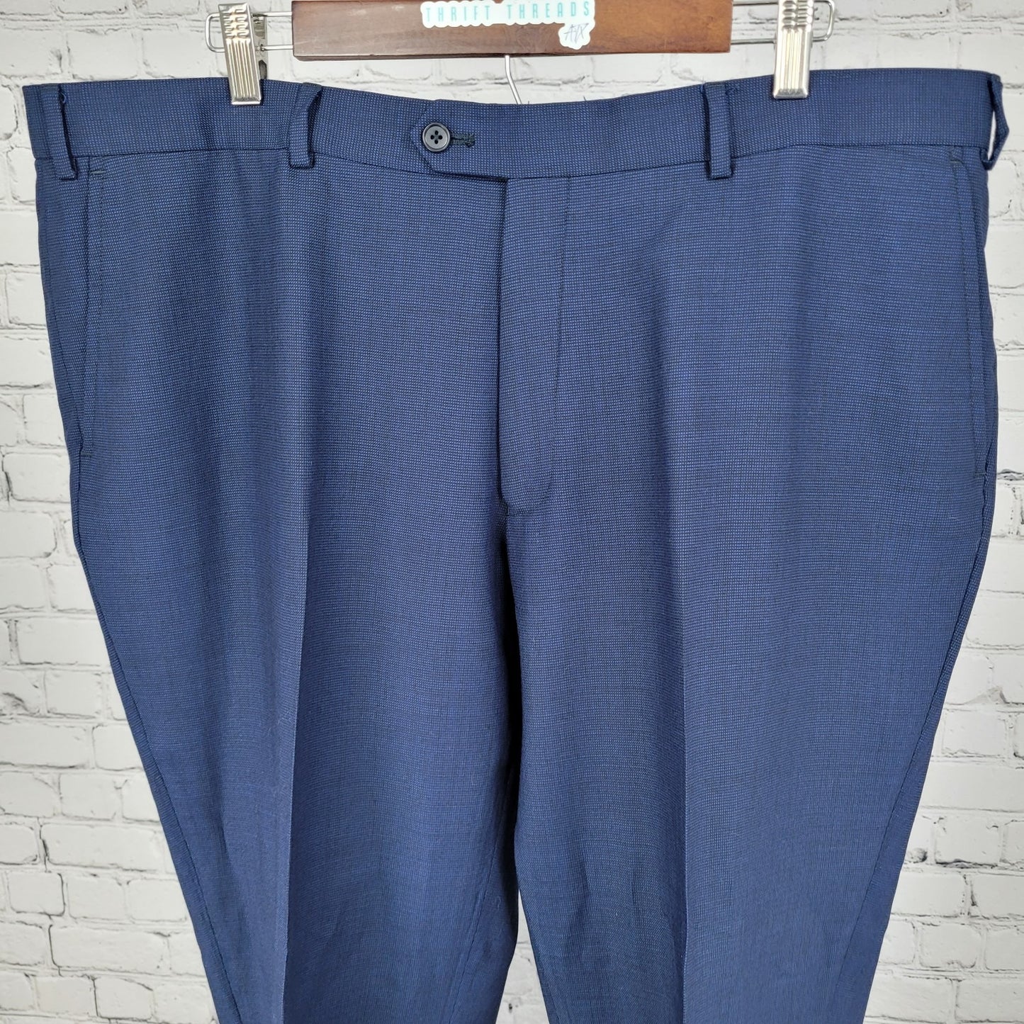Charles Tyrwhitt Blue 100% Wool Flat Front Straight Dress Pants Size 42R (42x32)