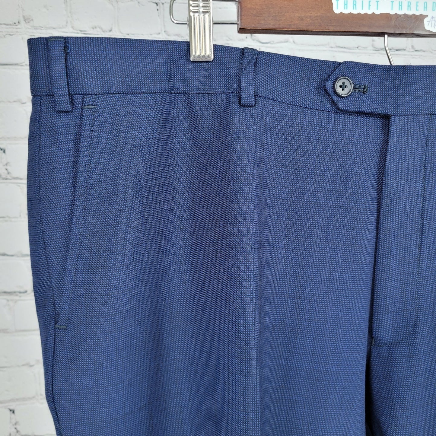 Charles Tyrwhitt Blue 100% Wool Flat Front Straight Dress Pants Size 42R (42x32)