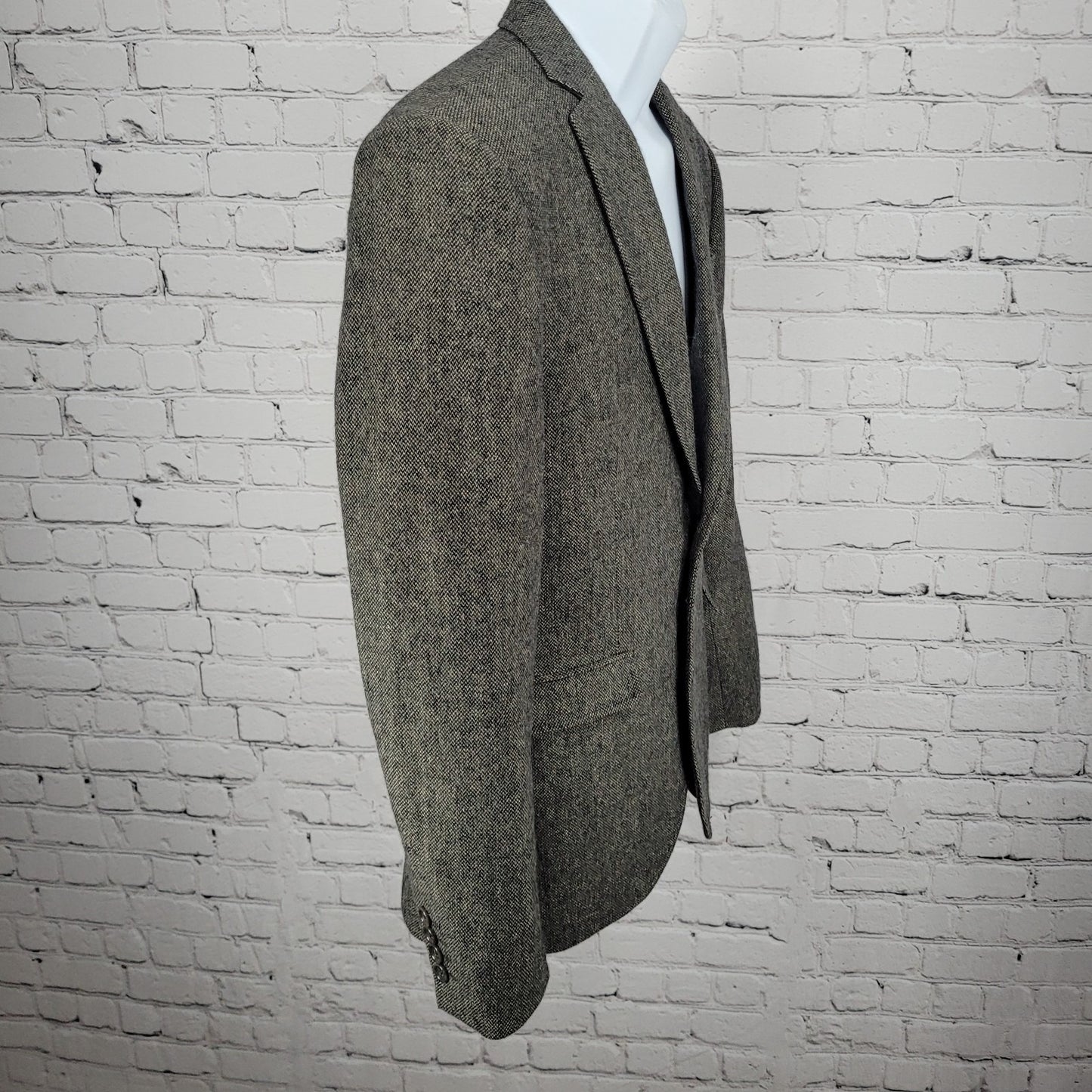 Primark Grey Wool Blend Tweed 2 Button Single Vented Notch Blazer Sport Coat XS