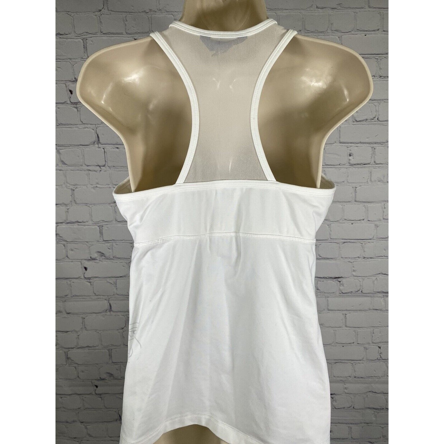Eddie Bauer Sport White Floral Racer Back Padded V Neck Work Out Tank Top L