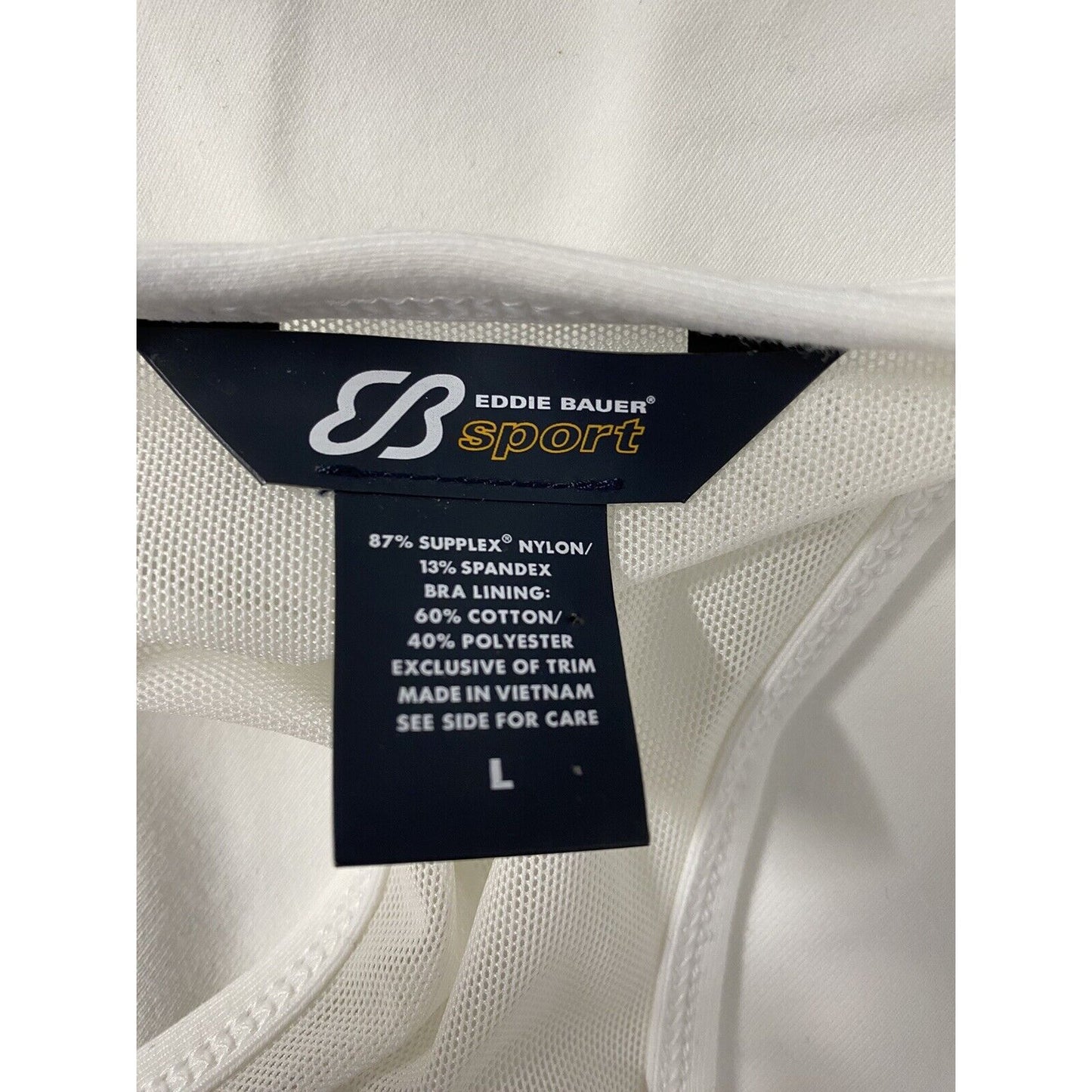 Eddie Bauer Sport White Floral Racer Back Padded V Neck Work Out Tank Top L