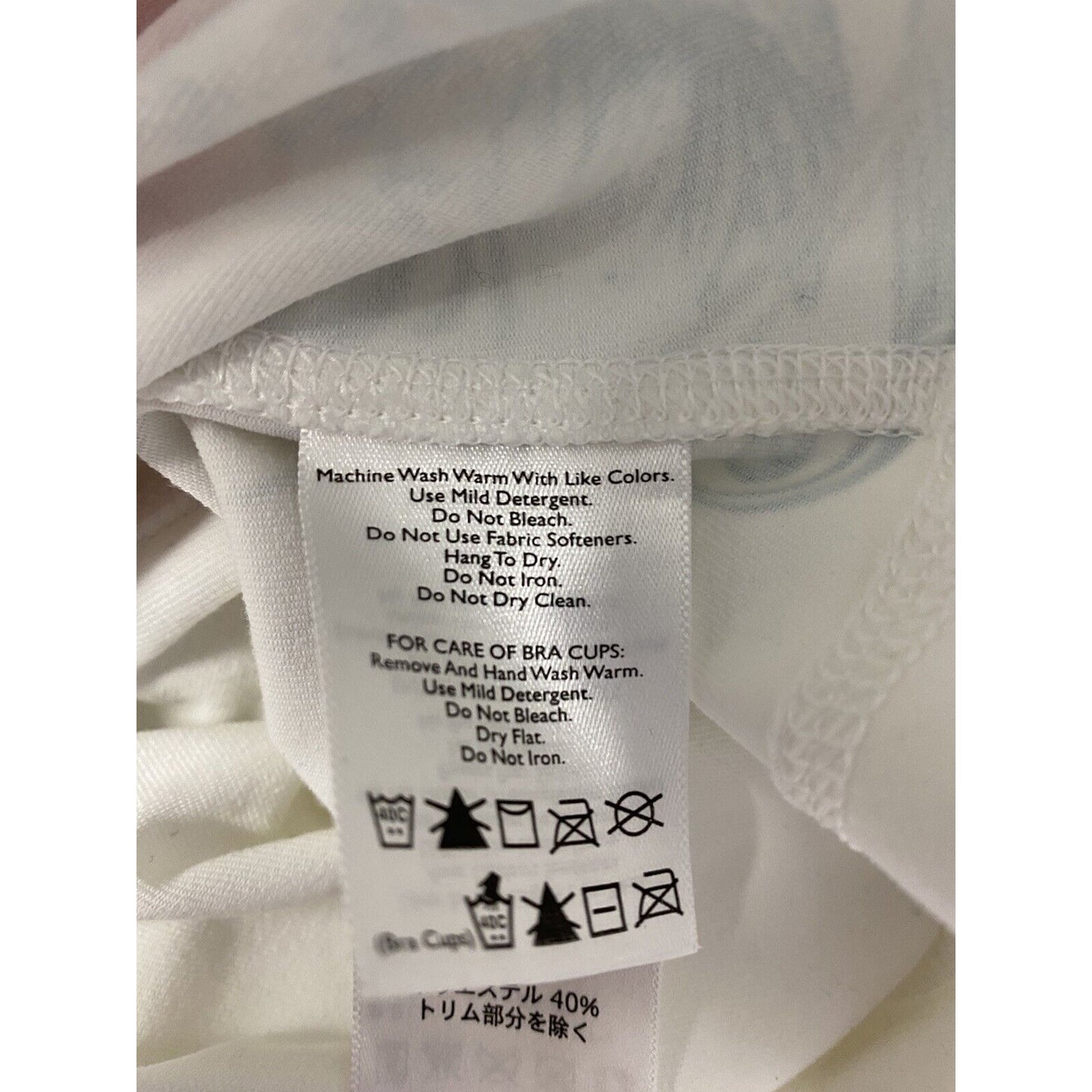 Eddie Bauer Sport White Floral Racer Back Padded V Neck Work Out Tank Top L