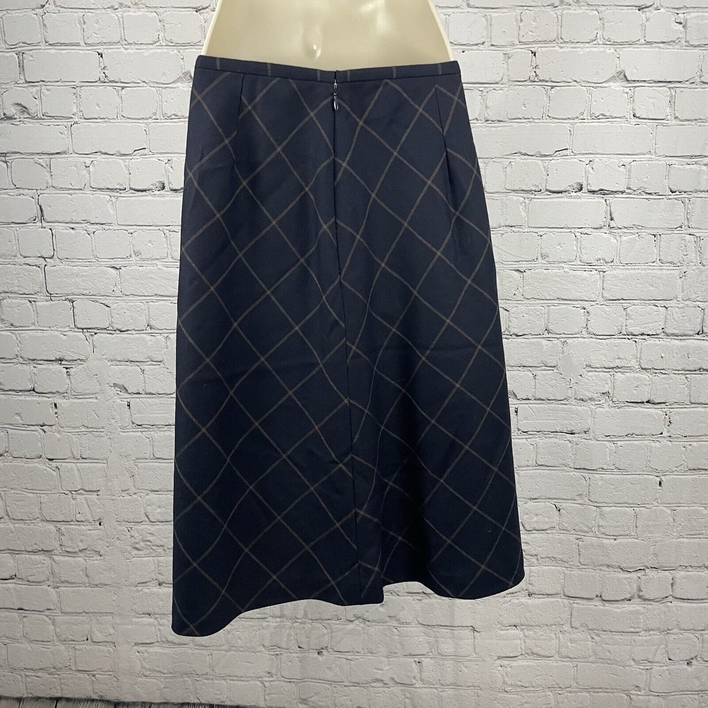 Talbots Dark Blue Wool Pleated A Line Zipped Lined Side Slit USA Skirt Size 6