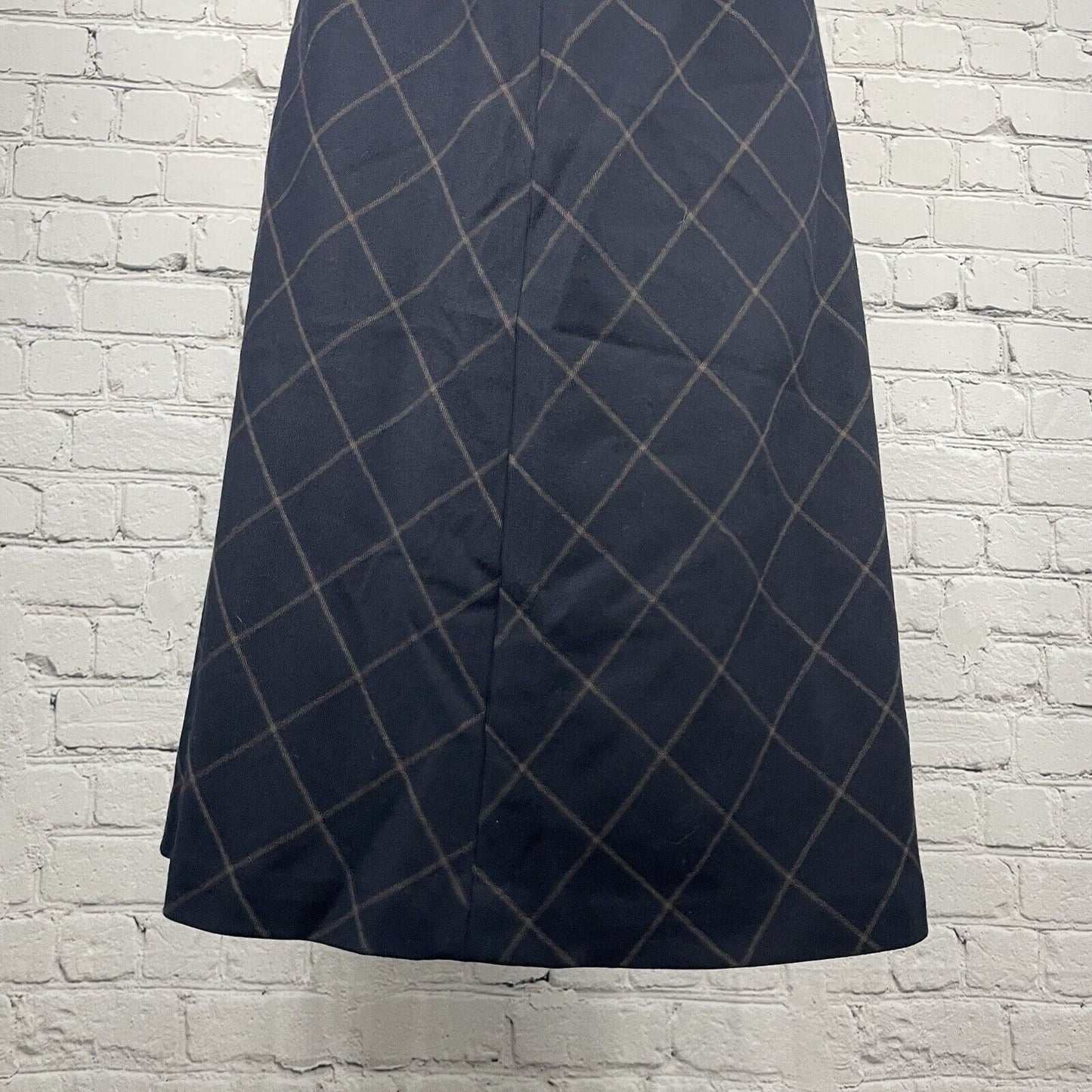 Talbots Dark Blue Wool Pleated A Line Zipped Lined Side Slit USA Skirt Size 6