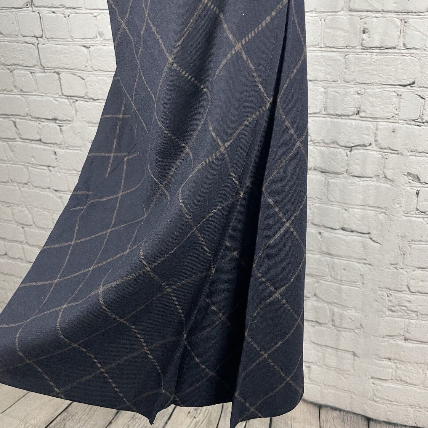 Talbots Dark Blue Wool Pleated A Line Zipped Lined Side Slit USA Skirt Size 6