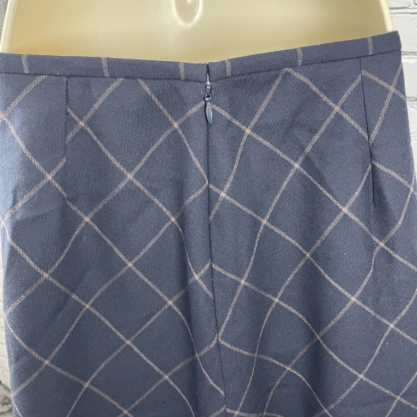 Talbots Dark Blue Wool Pleated A Line Zipped Lined Side Slit USA Skirt Size 6