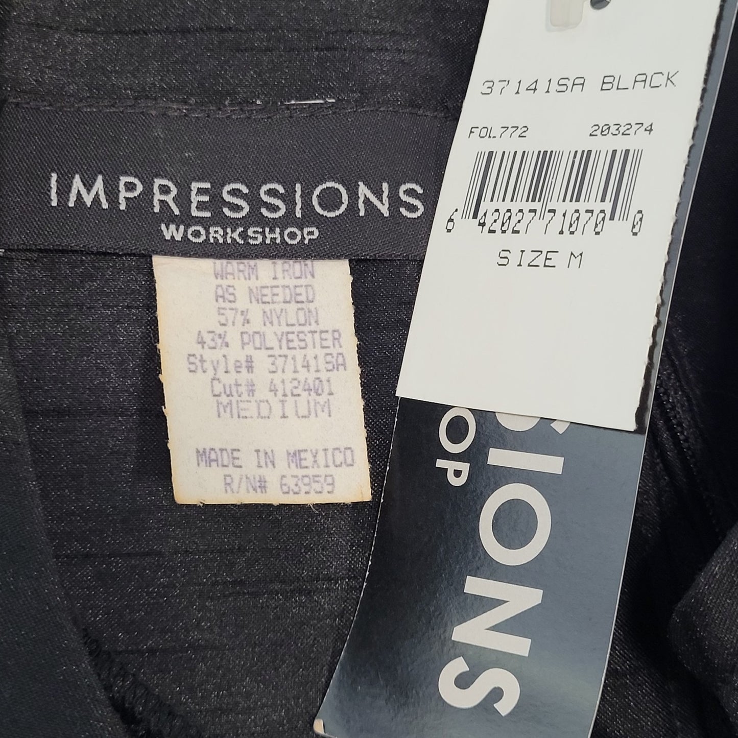 NWT Impressions Workshop Black Sleeveless Lightweight Shift Dress Size Medium M