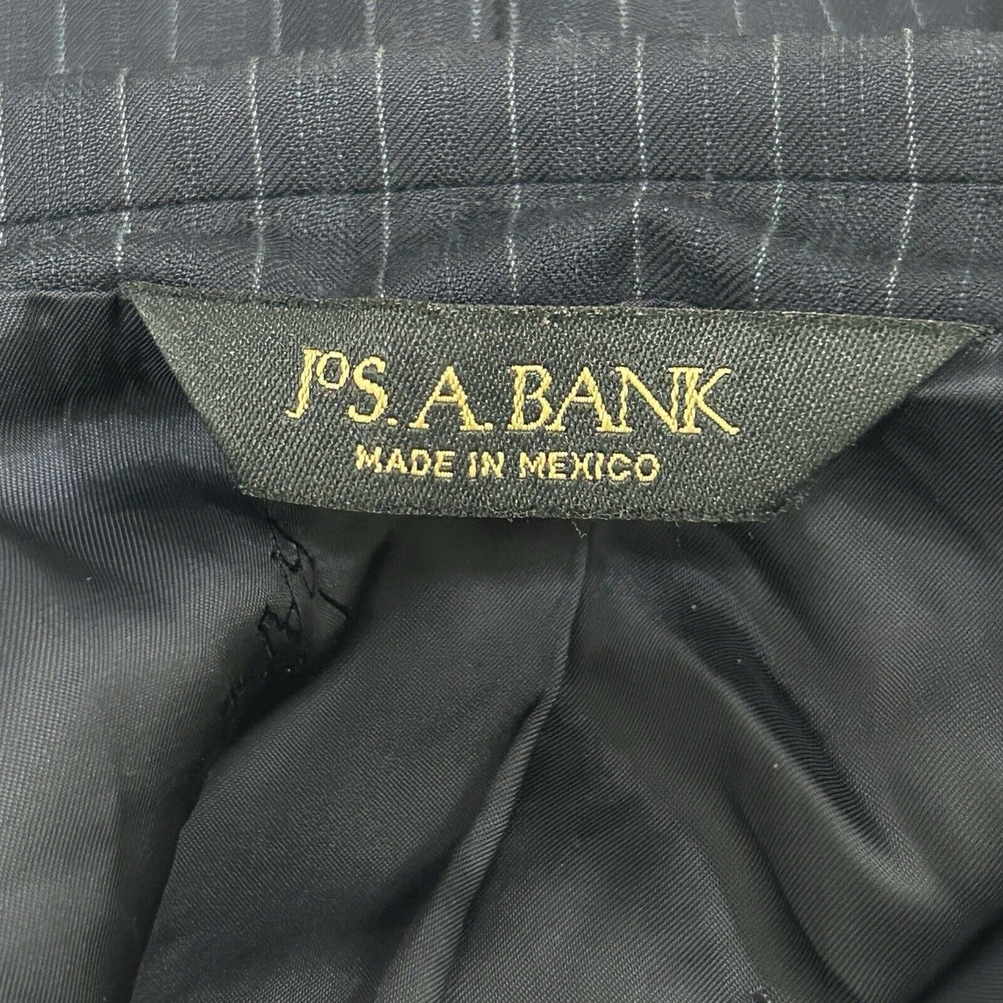 Jos A Bank Signature Gold Blue Wool Pinstripe 2 Button Suit Jacket Size 46LG