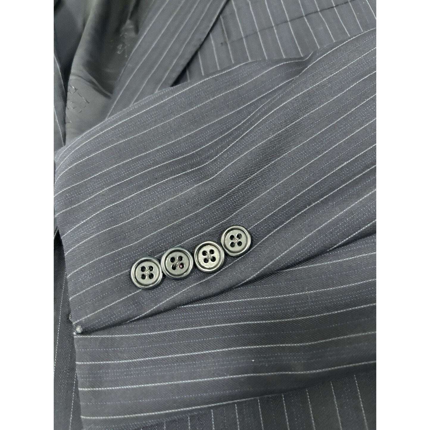 Jos A Bank Signature Gold Blue Wool Pinstripe 2 Button Suit Jacket Size 46LG