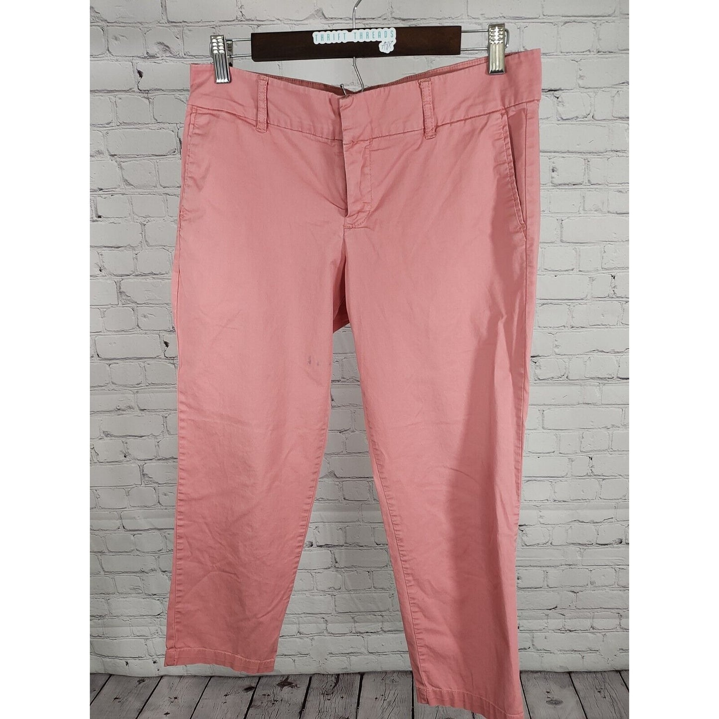 Kut From The Kloth Salmon Cotton Blend Mid Rise Capri Pants Pockets Size 6