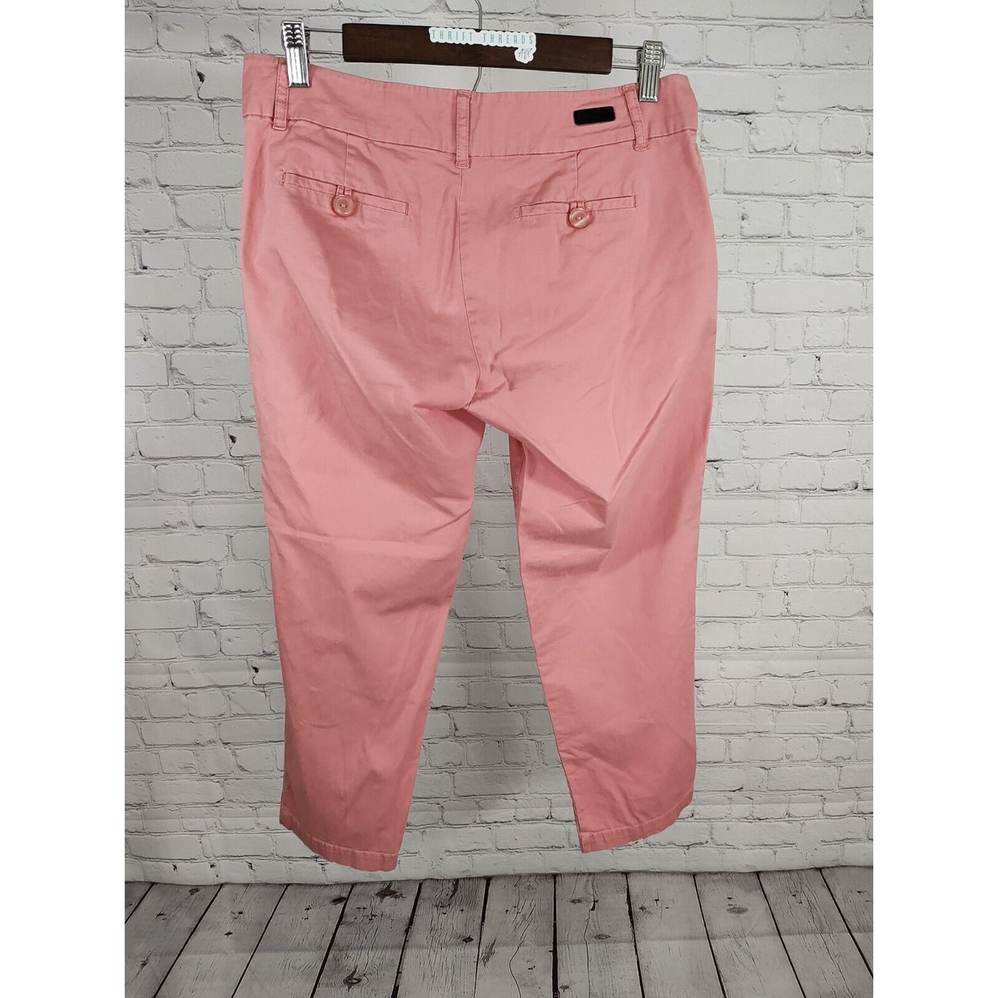 Kut From The Kloth Salmon Cotton Blend Mid Rise Capri Pants Pockets Size 6