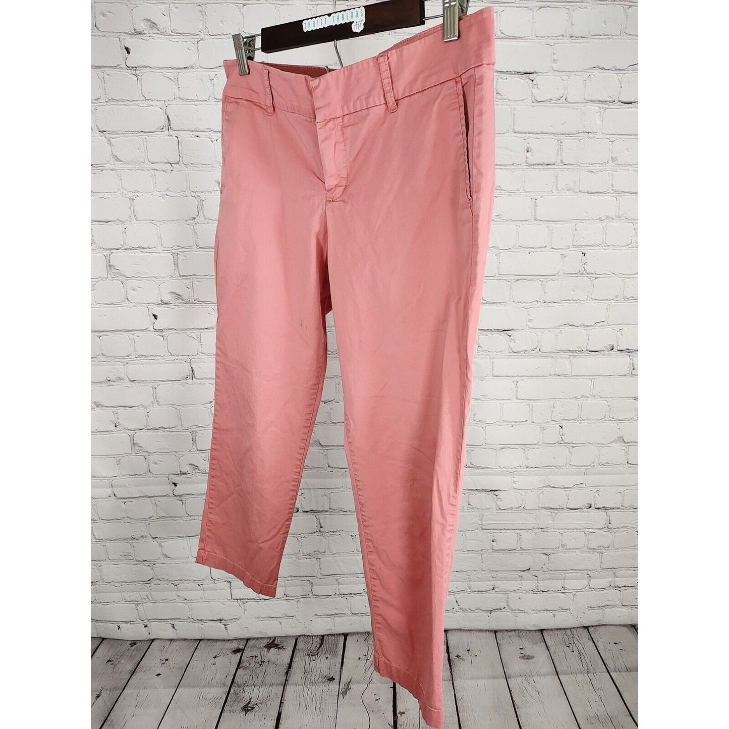 Kut From The Kloth Salmon Cotton Blend Mid Rise Capri Pants Pockets Size 6