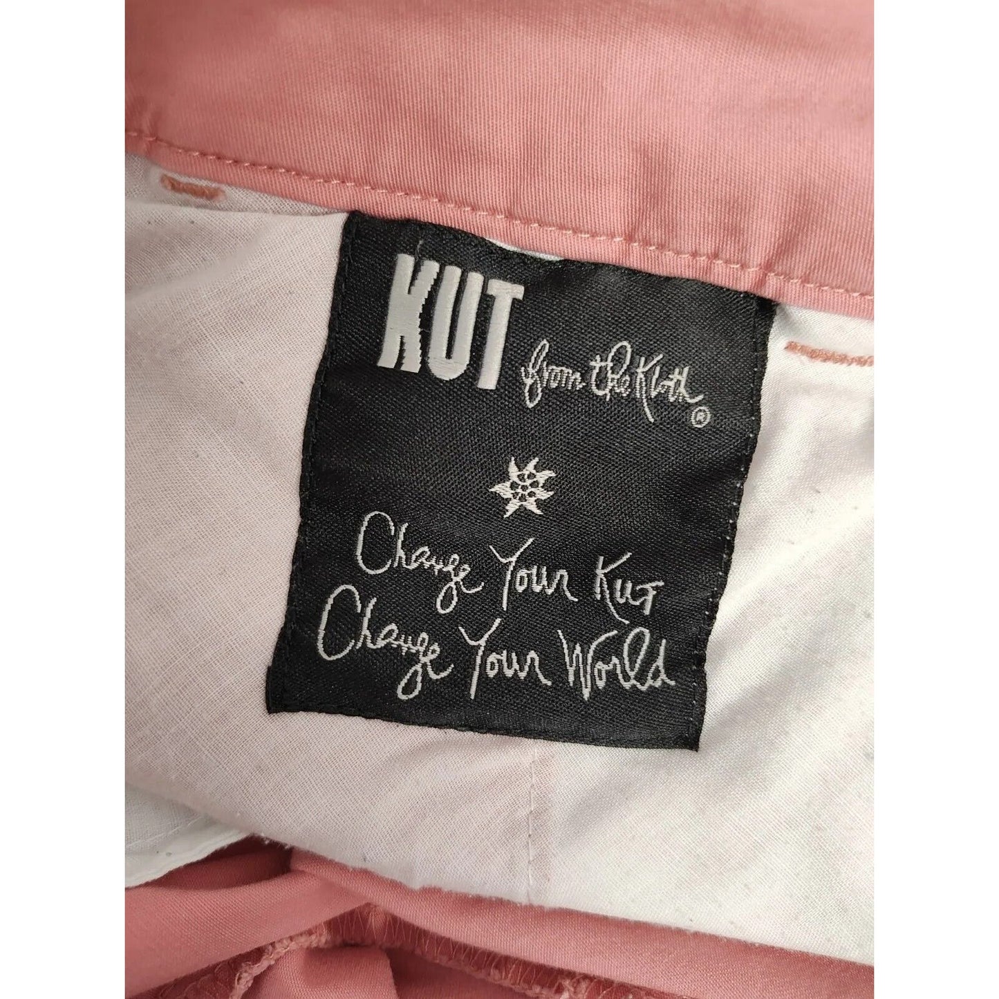 Kut From The Kloth Salmon Cotton Blend Mid Rise Capri Pants Pockets Size 6