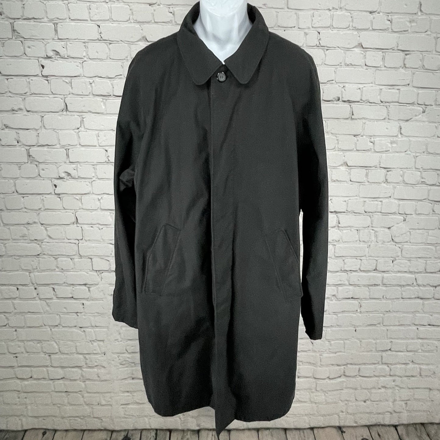 GANT Black Classic Button Up Collared Long Rain Lined Jacket Pockets Size XXL