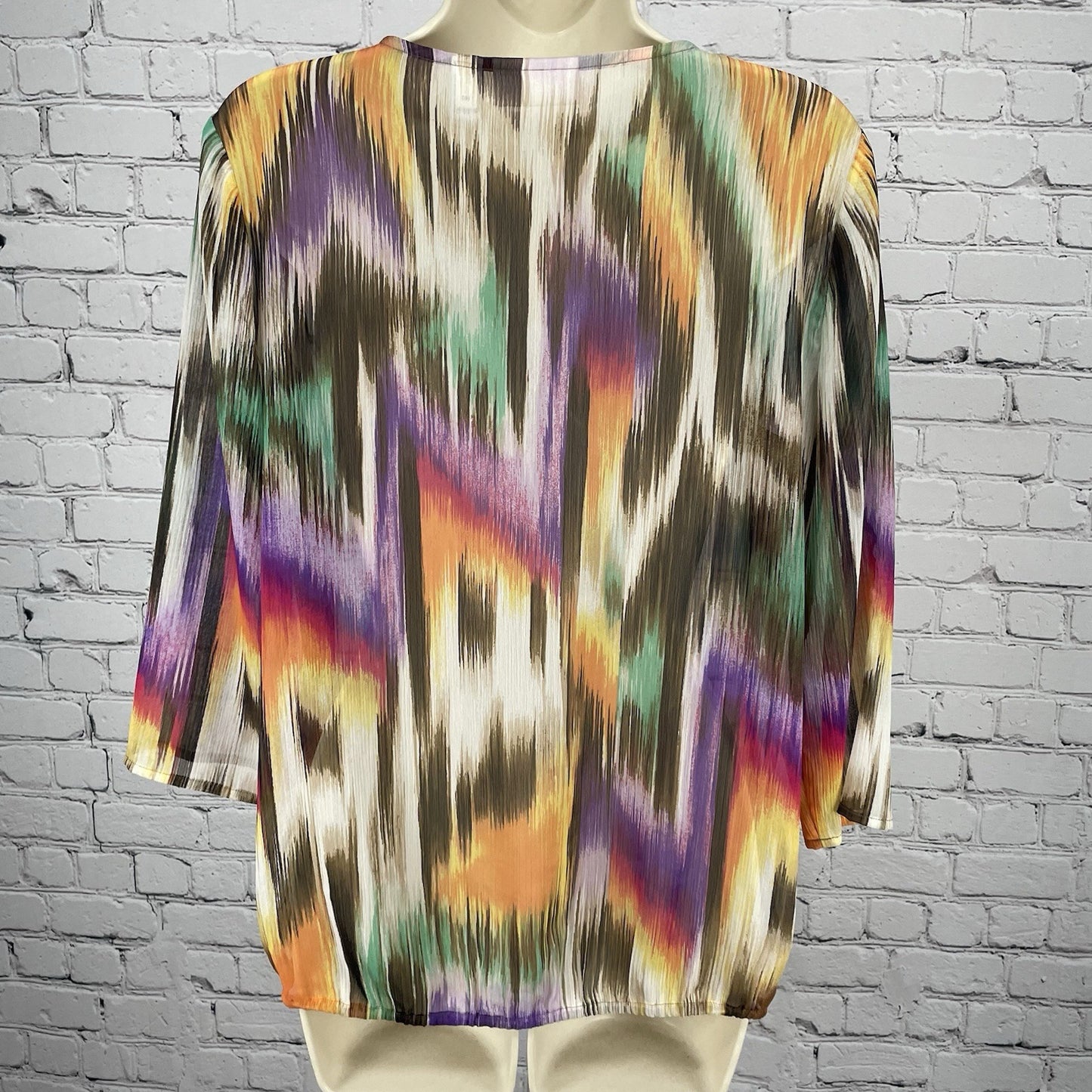 Chico’s Multicolor Chiffon Sheer Embellished 3/4 Sleeve Blouse Top Size 0 US 4