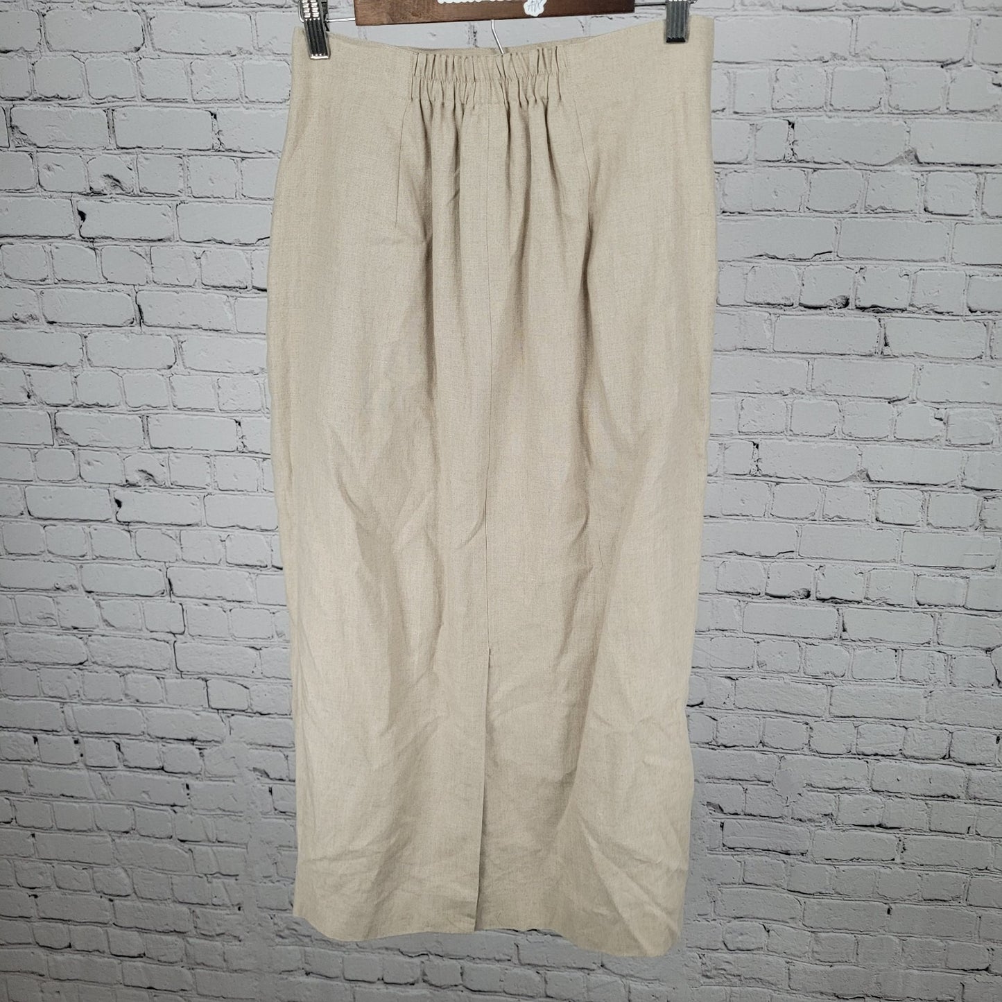 VTG NWT Valerie Stevens Beige 100% Linen Back Slit Lined Skirt Size 10 (27x35)
