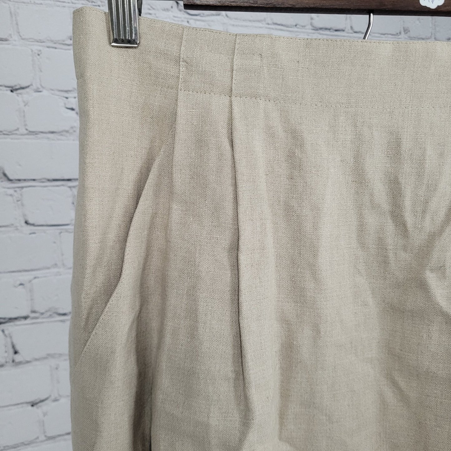 VTG NWT Valerie Stevens Beige 100% Linen Back Slit Lined Skirt Size 10 (27x35)