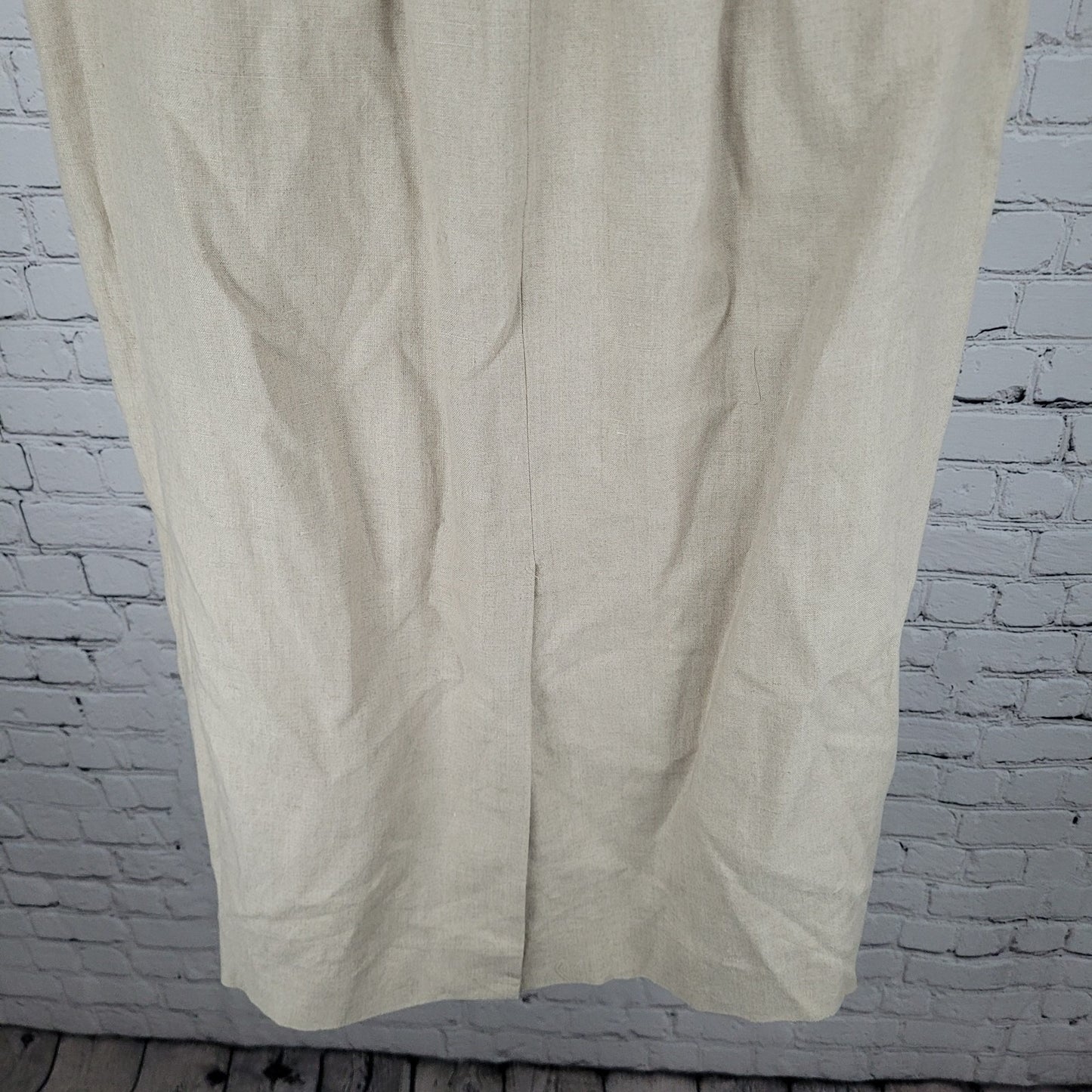 VTG NWT Valerie Stevens Beige 100% Linen Back Slit Lined Skirt Size 10 (27x35)