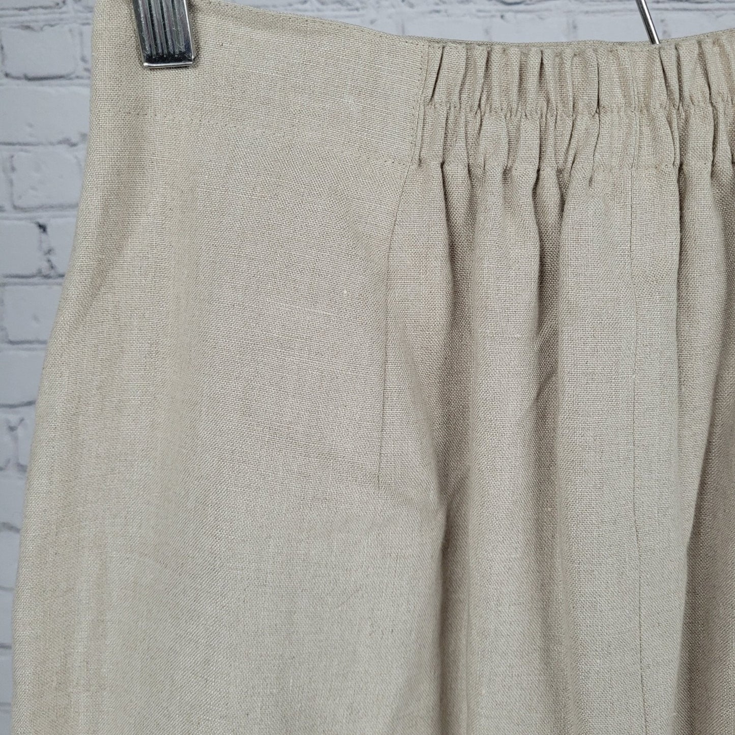 VTG NWT Valerie Stevens Beige 100% Linen Back Slit Lined Skirt Size 10 (27x35)