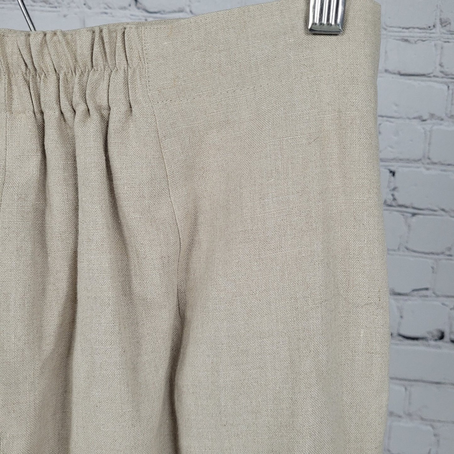 VTG NWT Valerie Stevens Beige 100% Linen Back Slit Lined Skirt Size 10 (27x35)