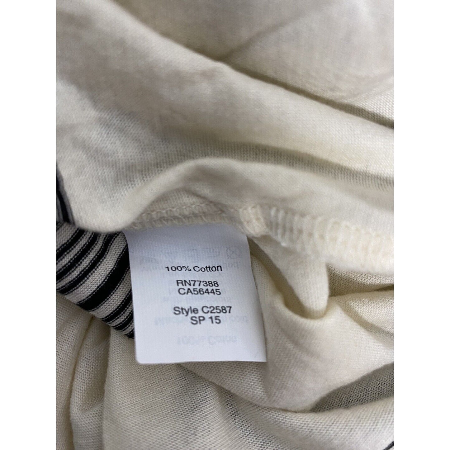Madewell Black Beige V Neck Striped Short Sleeve T Shirt Blouse S