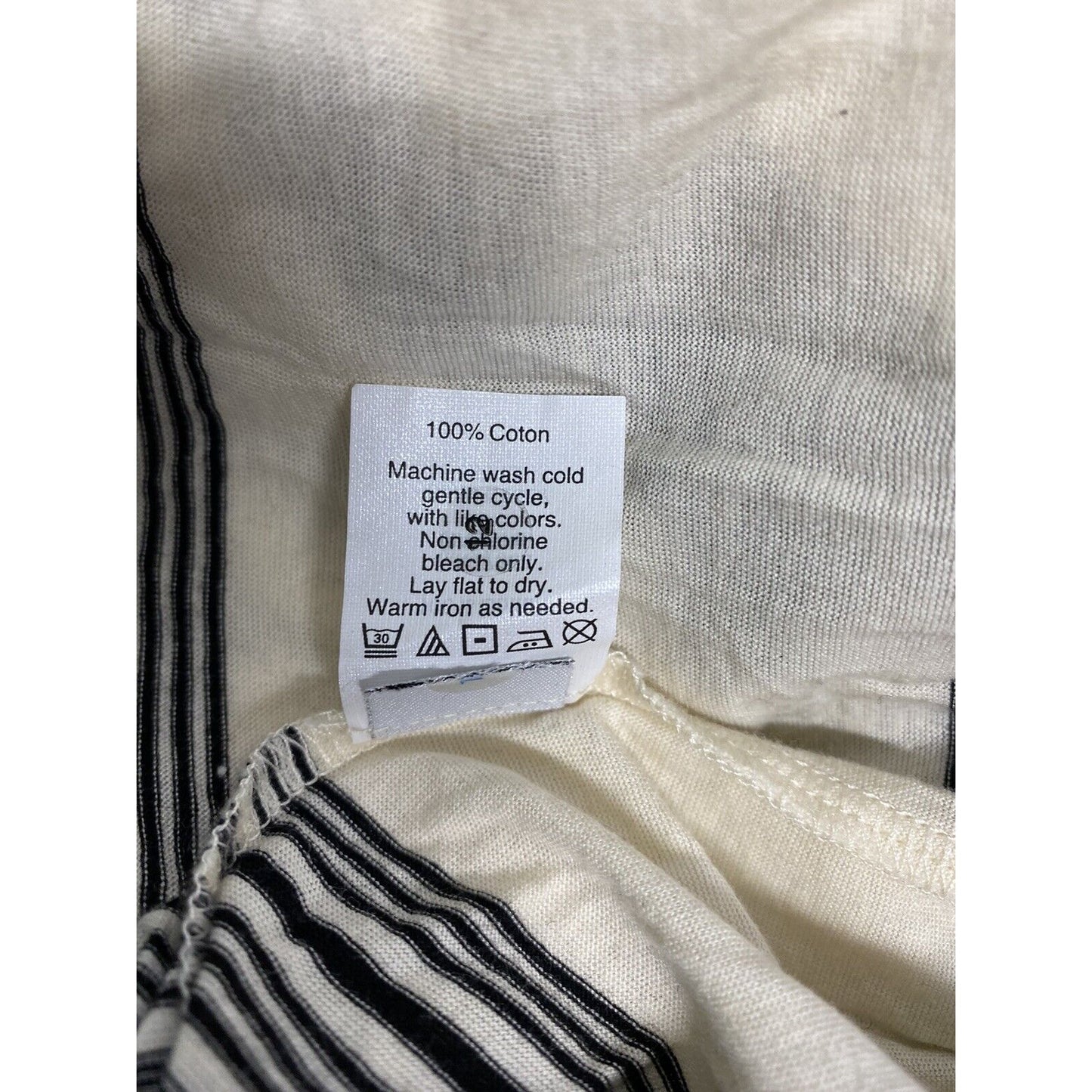 Madewell Black Beige V Neck Striped Short Sleeve T Shirt Blouse S