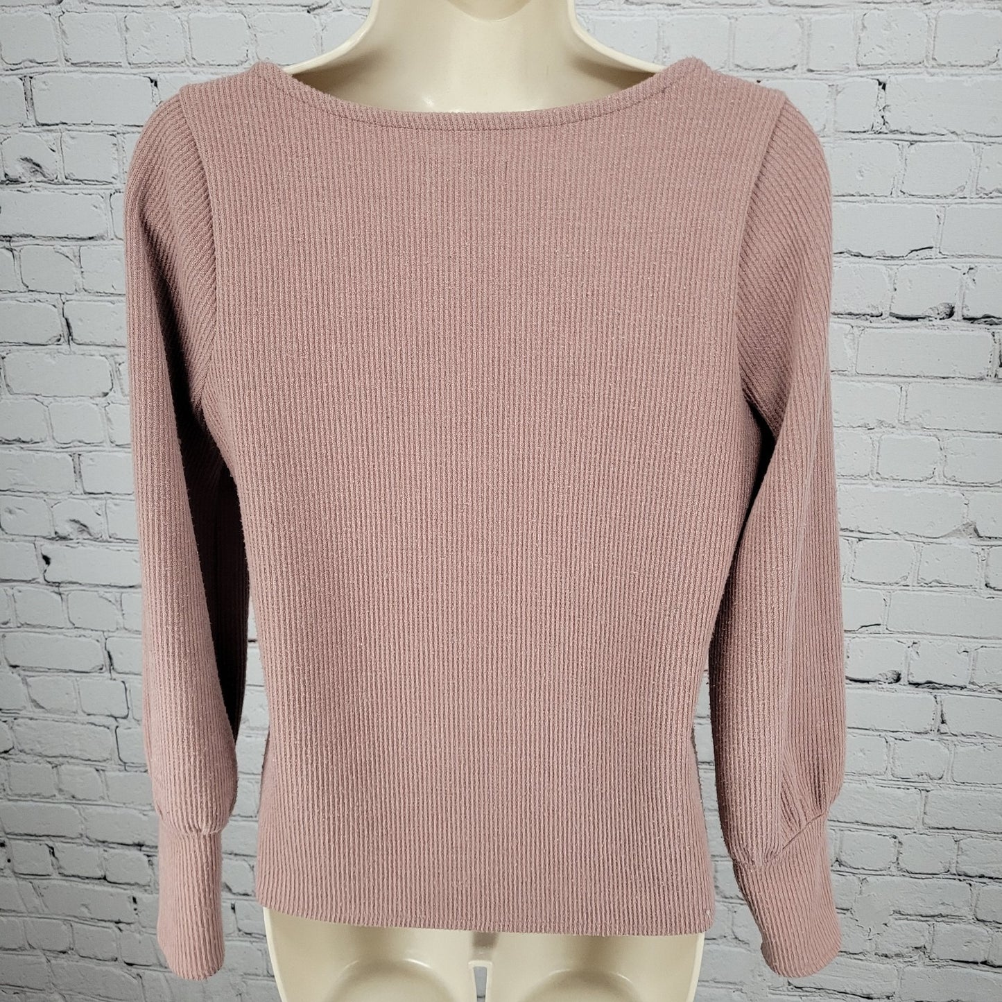 Madewell Blush Pink Square Neck Puff Long Sleeve Pullover Sweater Size Small S