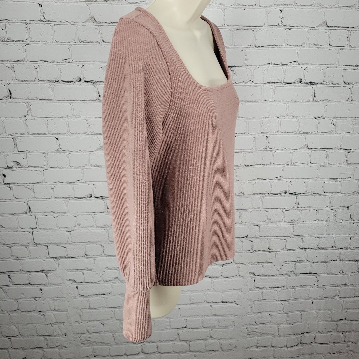 Madewell Blush Pink Square Neck Puff Long Sleeve Pullover Sweater Size Small S