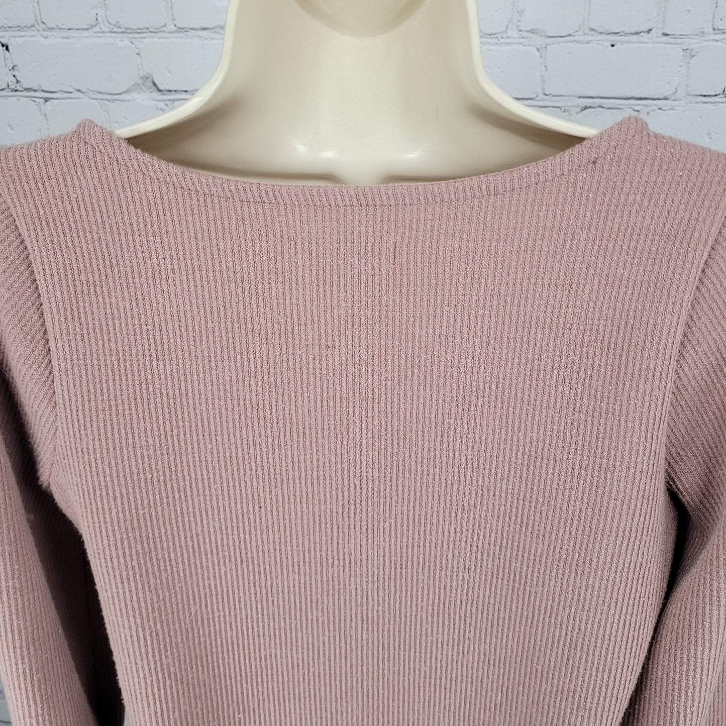 Madewell Blush Pink Square Neck Puff Long Sleeve Pullover Sweater Size Small S