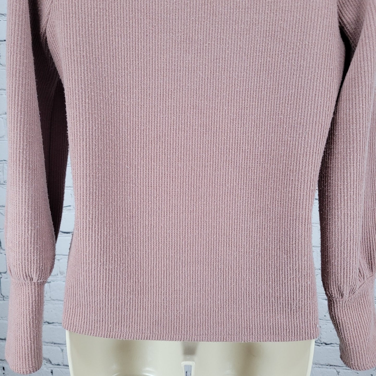 Madewell Blush Pink Square Neck Puff Long Sleeve Pullover Sweater Size Small S