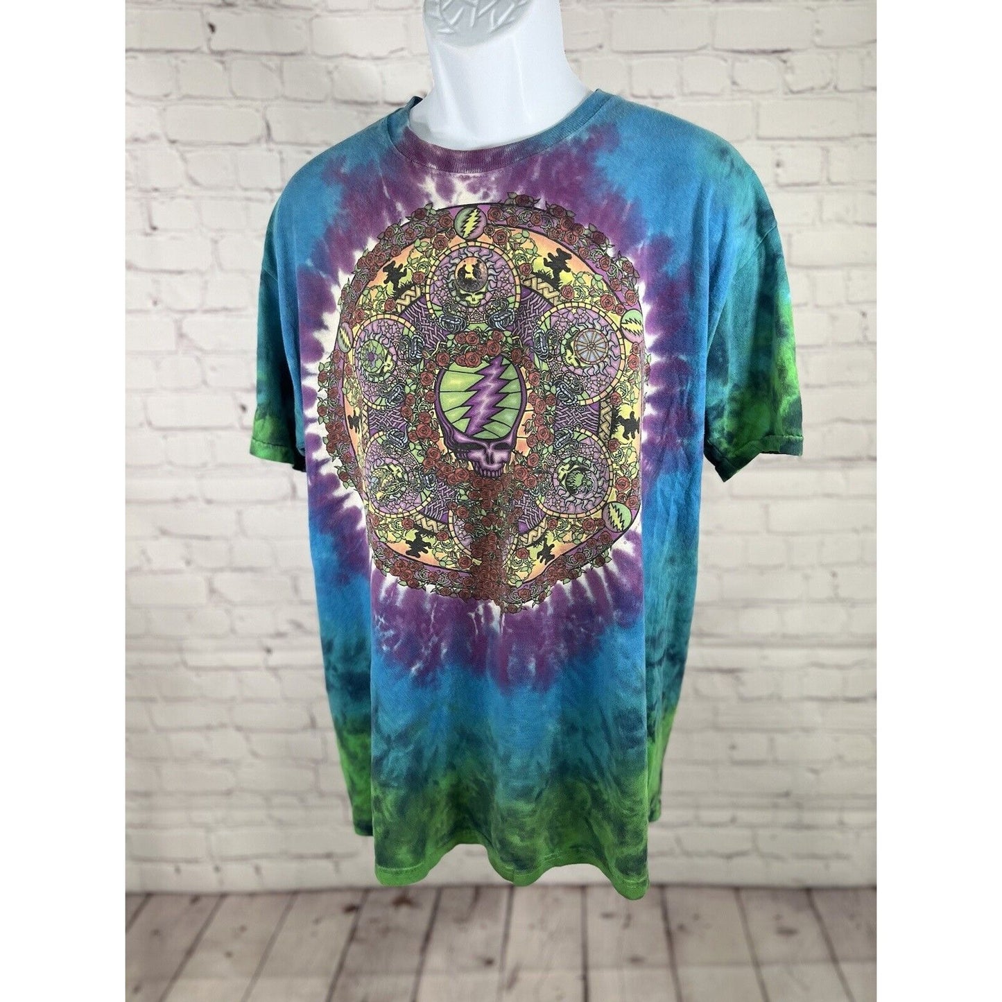 Vintage Liquid Blue Grateful Dead Celtic Mandala Tie Dye T Shirt Unisex Large