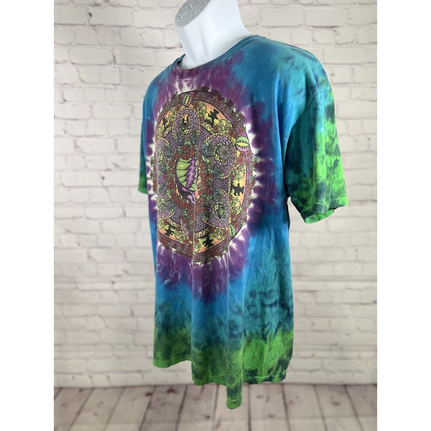Vintage Liquid Blue Grateful Dead Celtic Mandala Tie Dye T Shirt Unisex Large