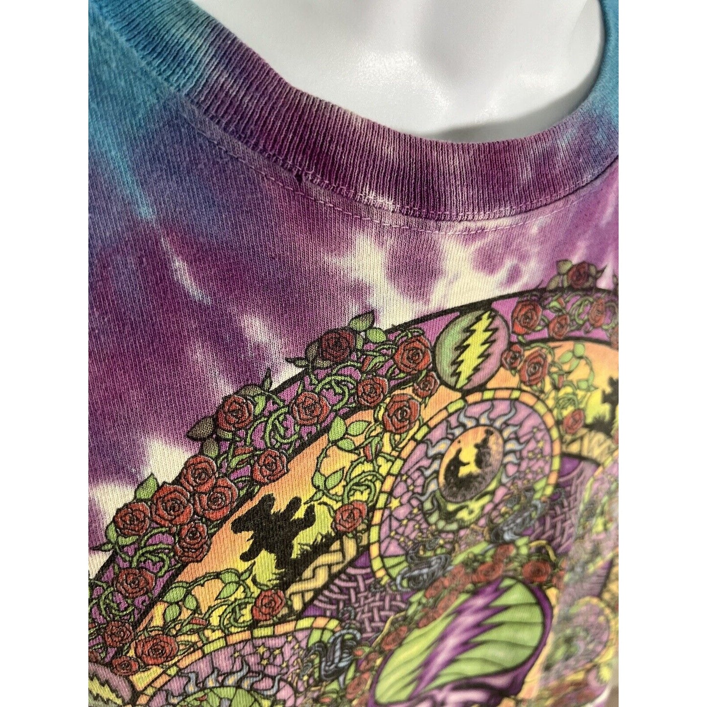 Vintage Liquid Blue Grateful Dead Celtic Mandala Tie Dye T Shirt Unisex Large