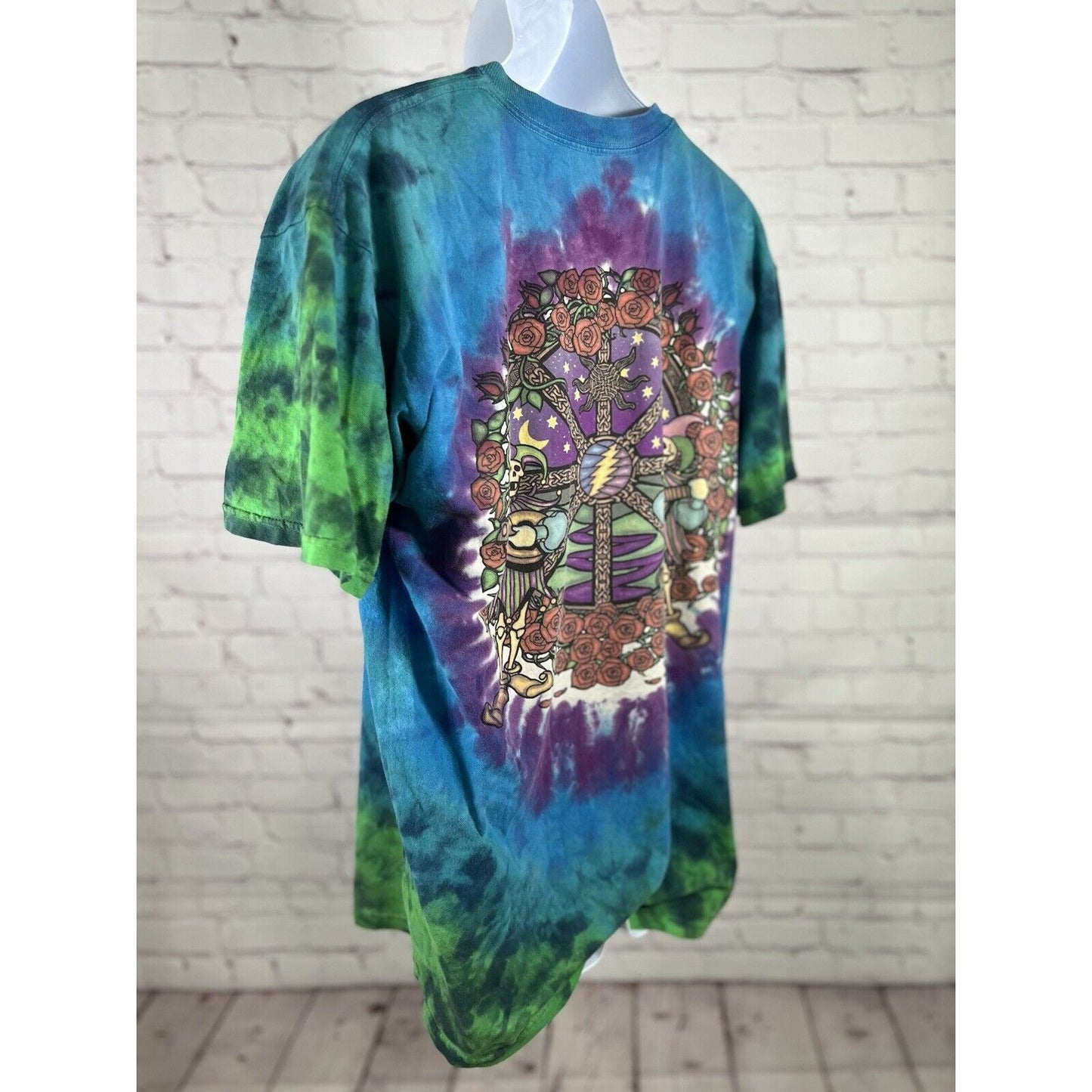 Vintage Liquid Blue Grateful Dead Celtic Mandala Tie Dye T Shirt Unisex Large