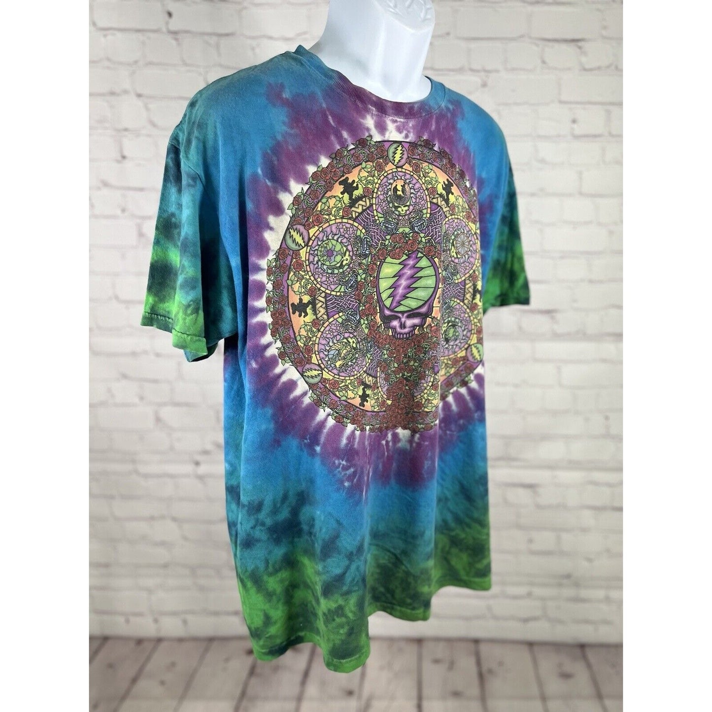 Vintage Liquid Blue Grateful Dead Celtic Mandala Tie Dye T Shirt Unisex Large