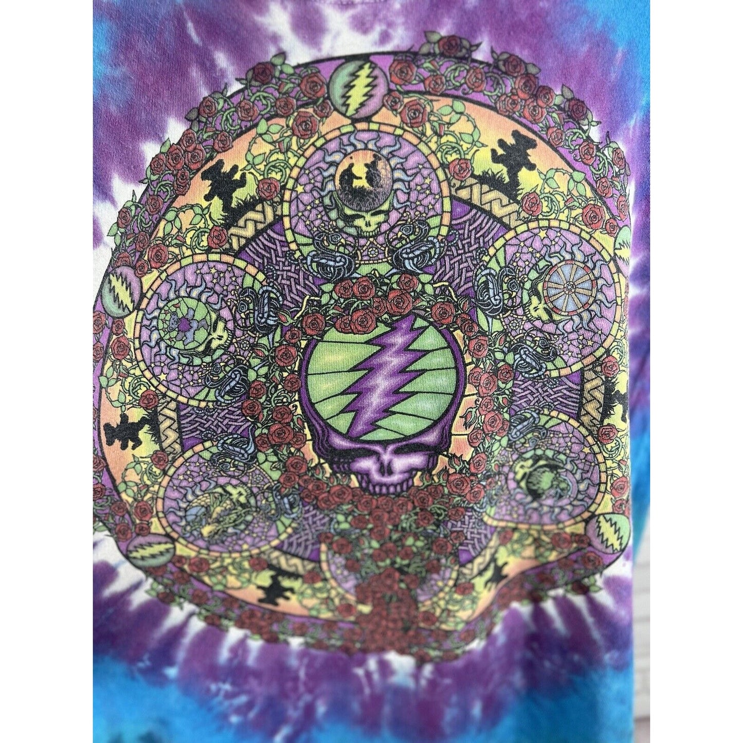 Vintage Liquid Blue Grateful Dead Celtic Mandala Tie Dye T Shirt Unisex Large