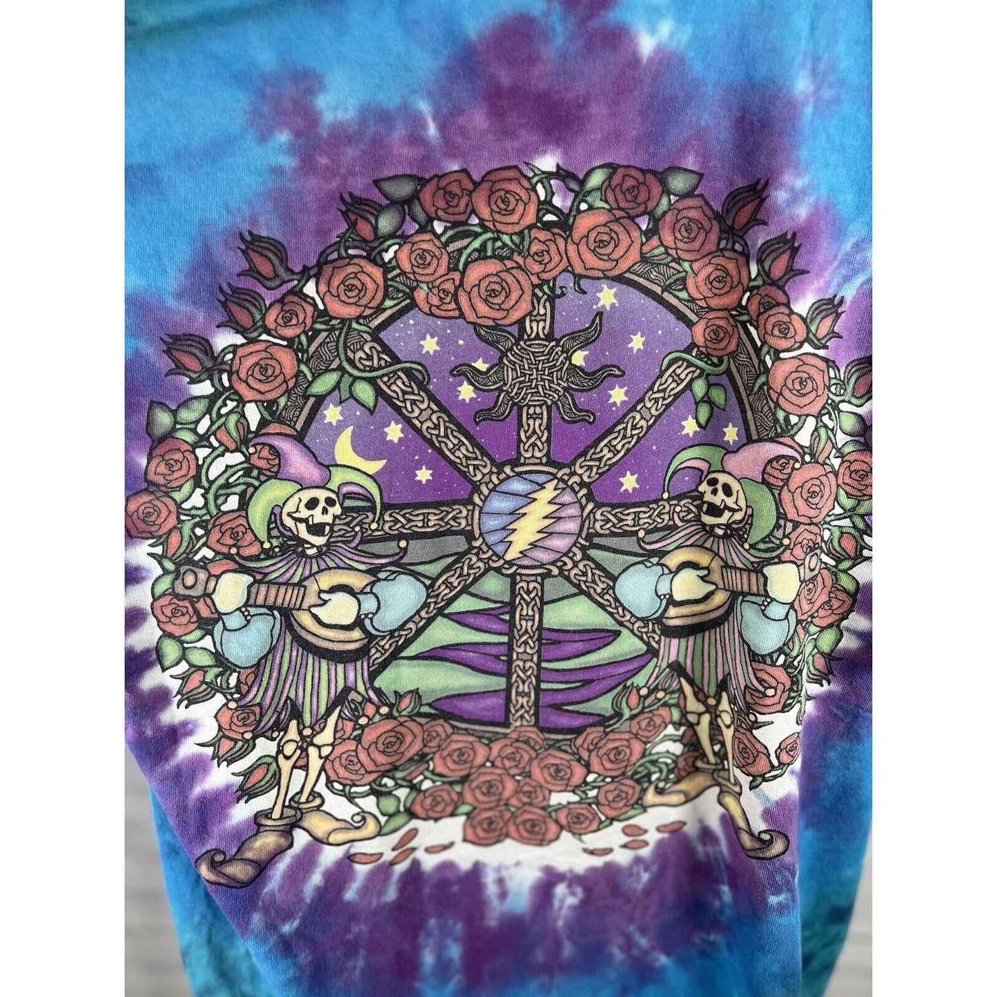 Vintage Liquid Blue Grateful Dead Celtic Mandala Tie Dye T Shirt Unisex Large