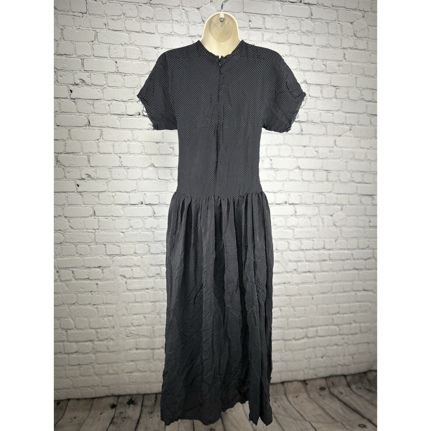 NWT Caron Callahan Pico Black Micro Dot USA Raw Hem Dress Size Small S MSRP $552